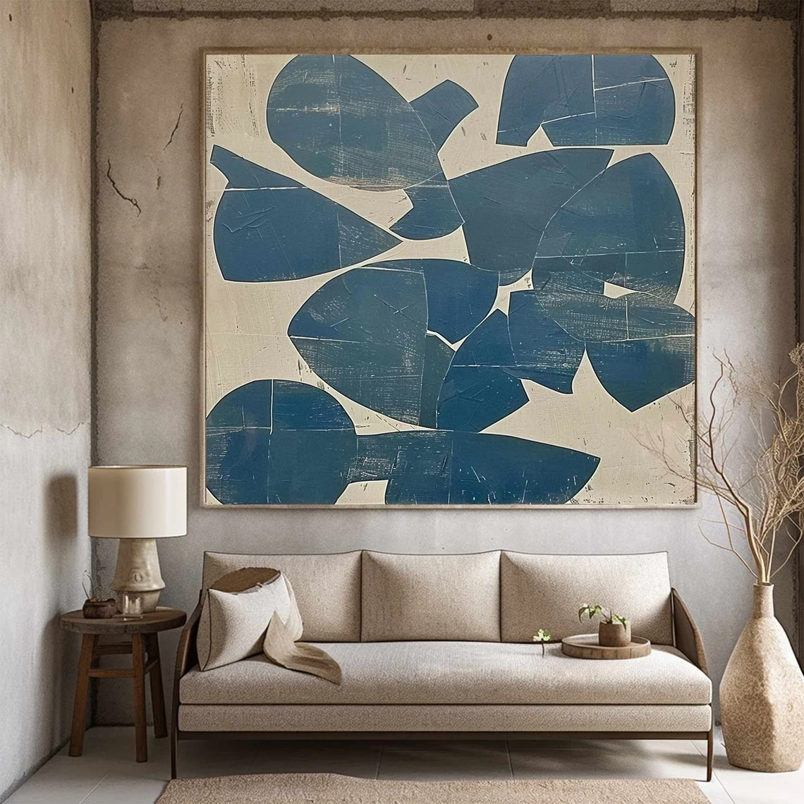 Blue Geometric Wall Art -  Abstract Canvas Art #BGA 029