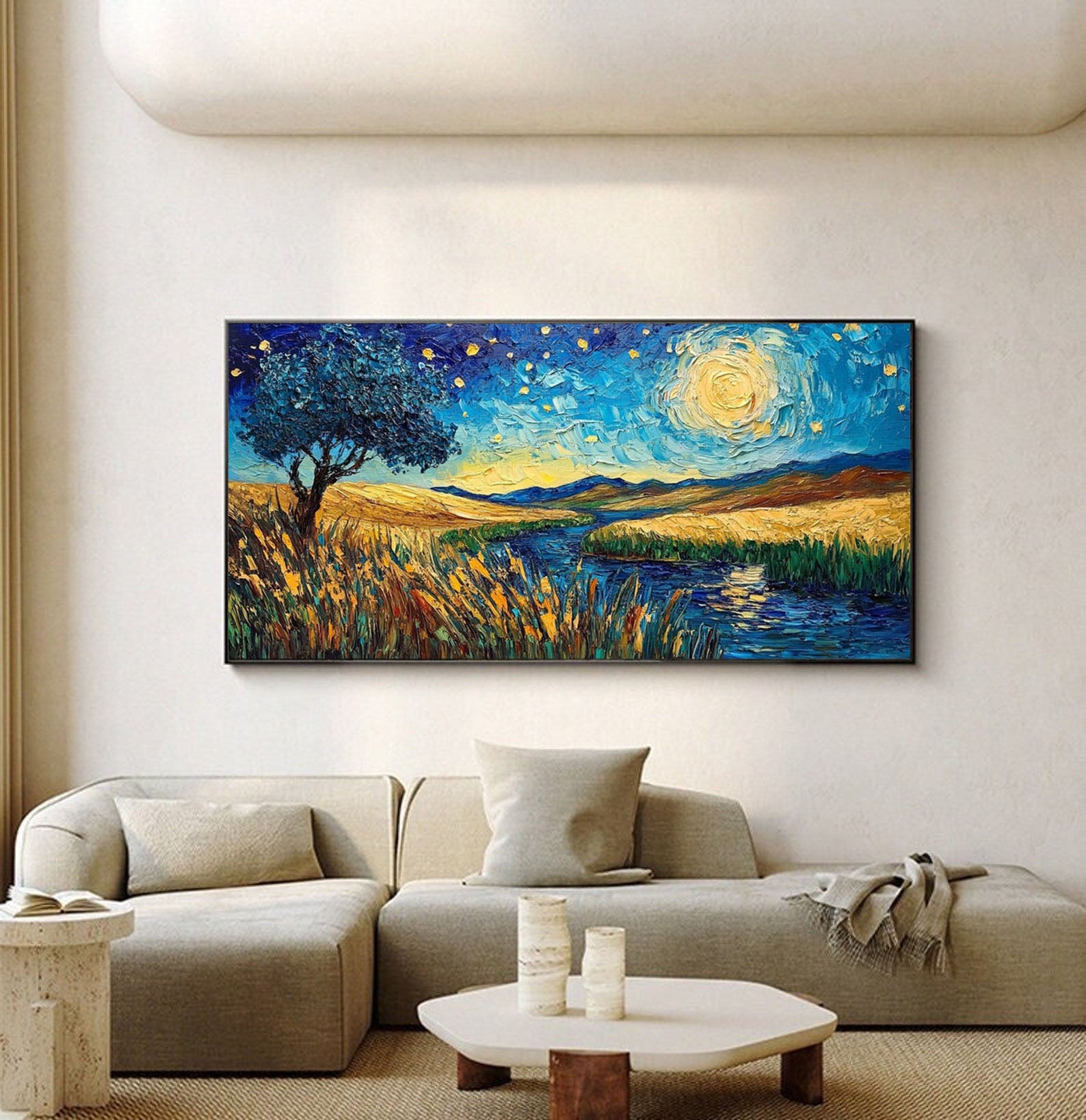 Impasto Night Sky, Colorful Contemporary Wall Art #BGA 081