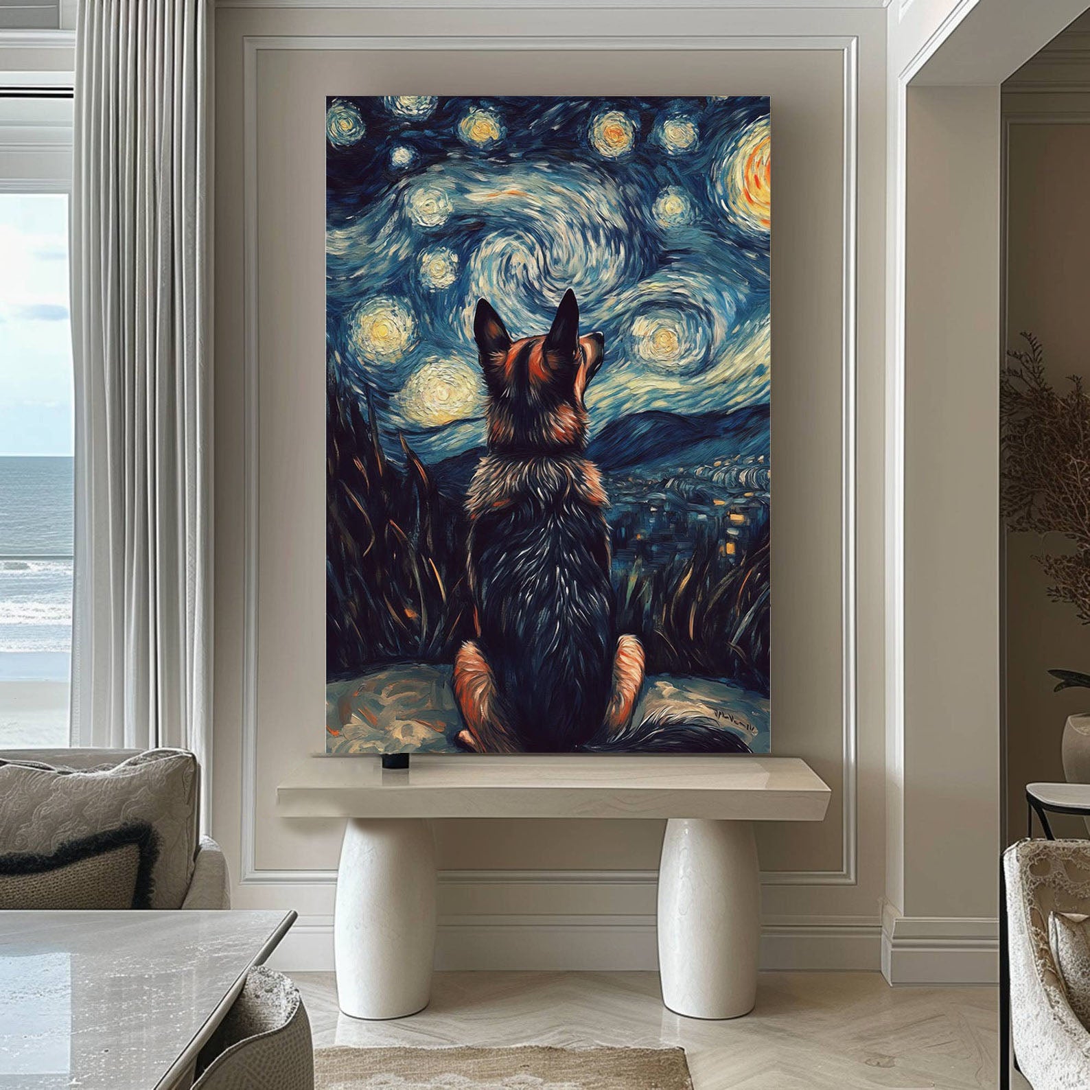 Starry Night Watch, Homage to Van Gogh, Contemporary Wall Art #BGA 076