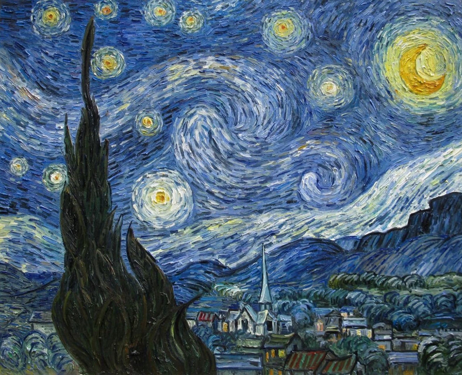 The Starry Night, After Van Gogh, Contemporary Wall Art #BGA 079