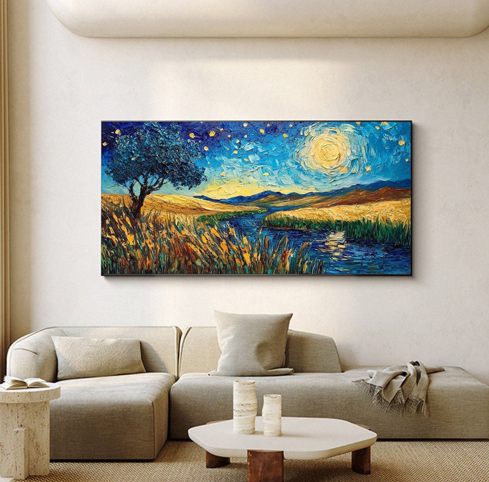 Impasto Night Sky, Colorful Contemporary Wall Art #BGA 081