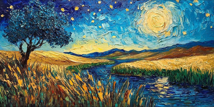 Impasto Night Sky, Colorful Contemporary Wall Art #BGA 081