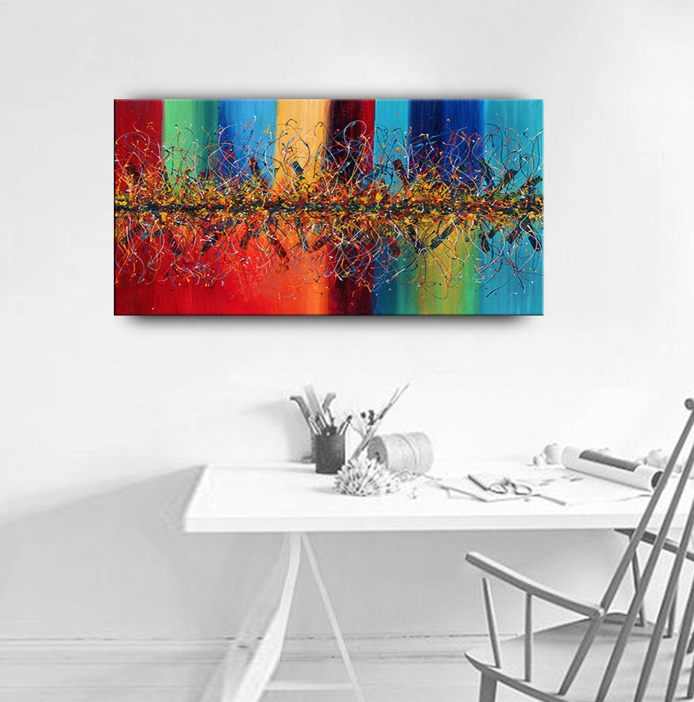 Extra-Large Multicolor Abstract Wall Art In Jackson Pollock Style #CWA 011