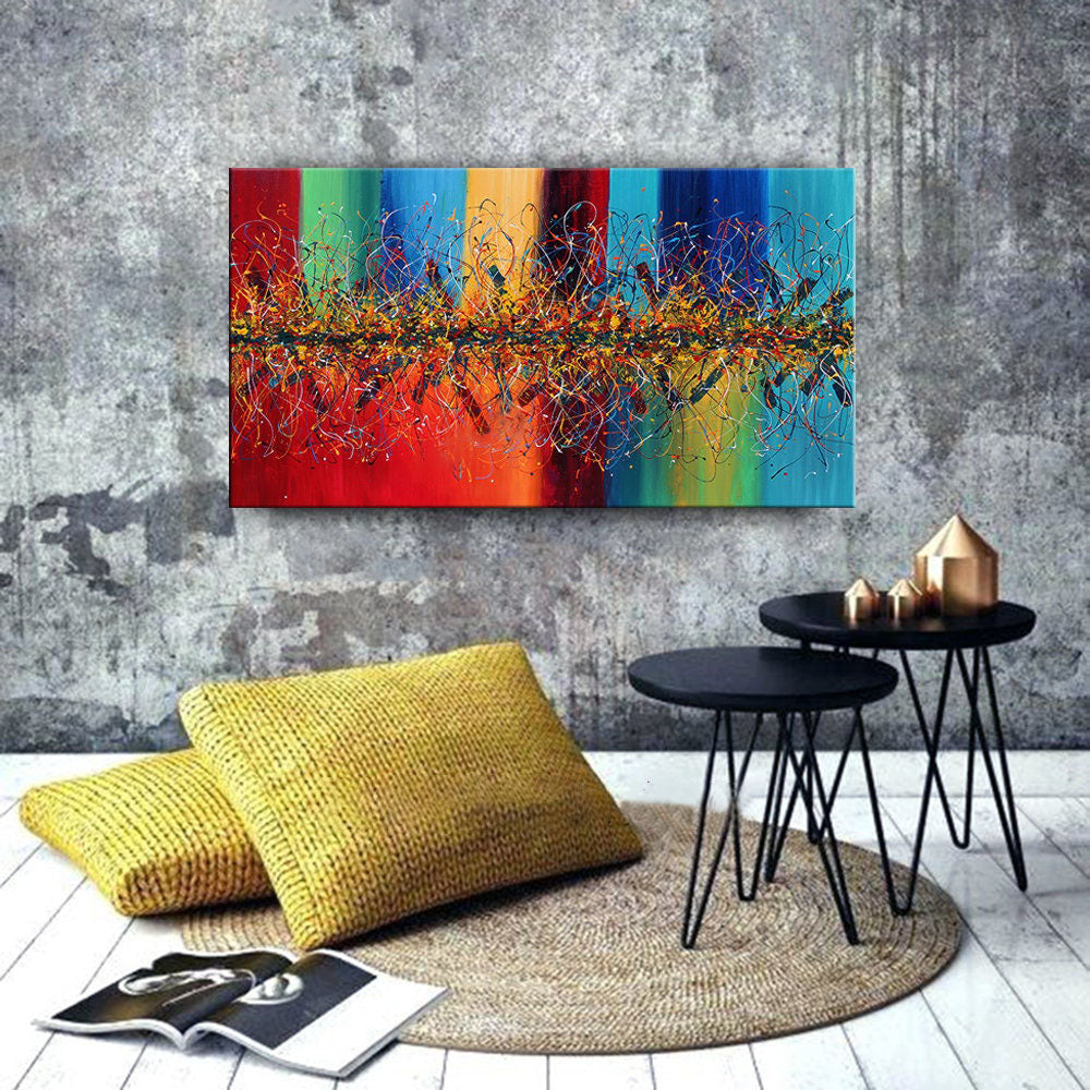 Extra-Large Multicolor Abstract Wall Art In Jackson Pollock Style #CWA 011