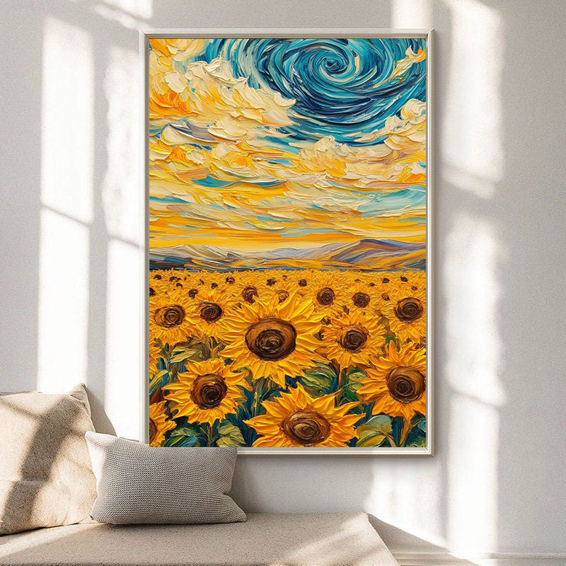 Sunflowers under Starry Sky, A Van Gogh Inspired Canvas #BGA 082