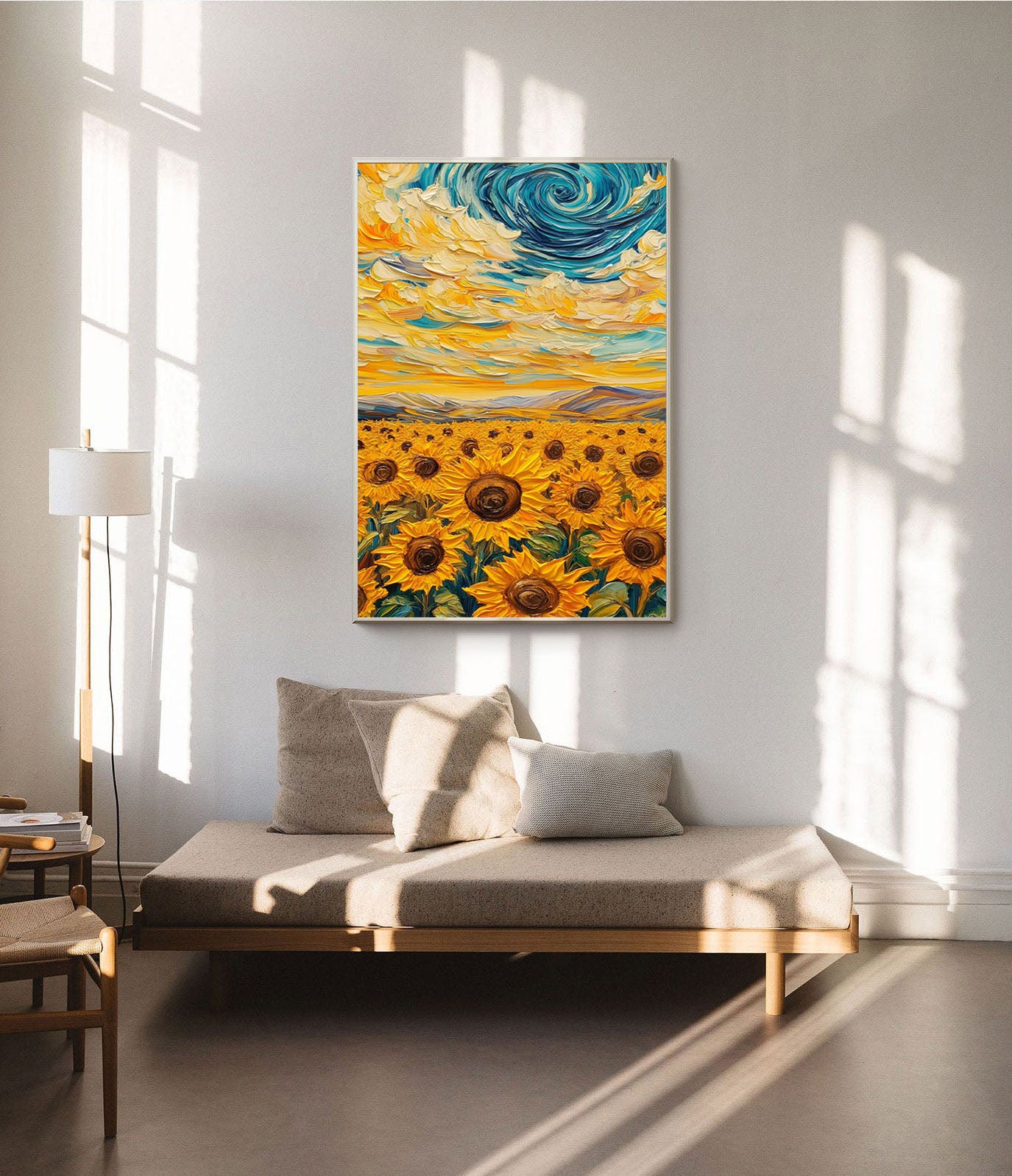 Sunflowers under Starry Sky, A Van Gogh Inspired Canvas #BGA 082