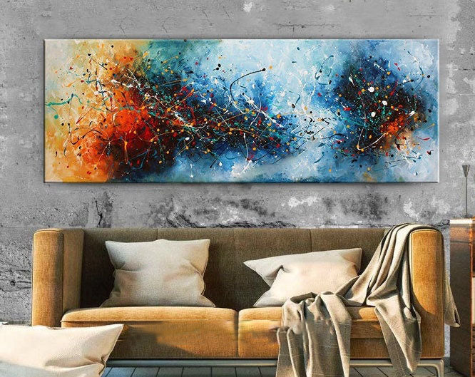 Colorful Jackson Pollock-Inspired Abstract Art for Home Walls #CWA 007