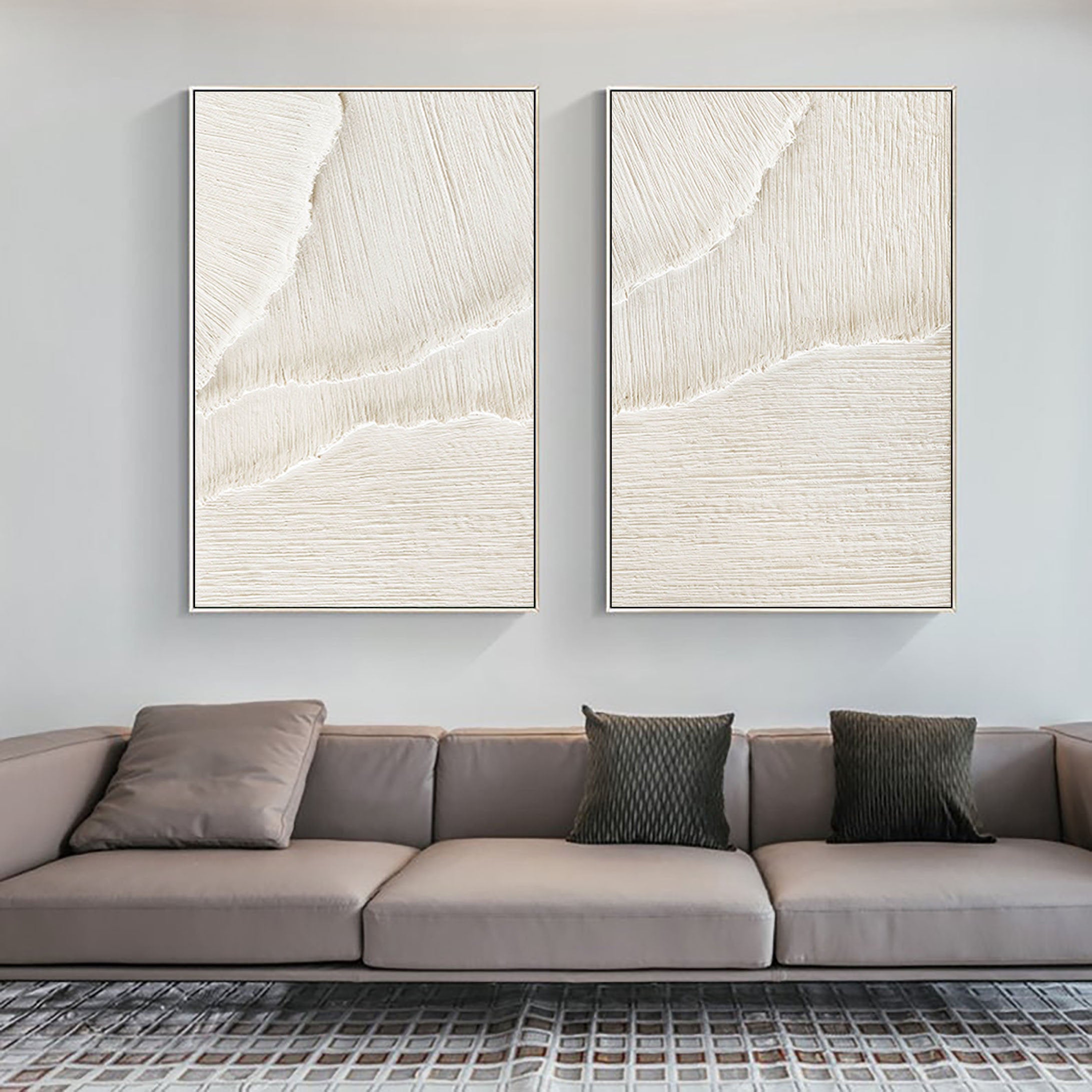 White Minimalist Painting Set Of 2 #WMS 002