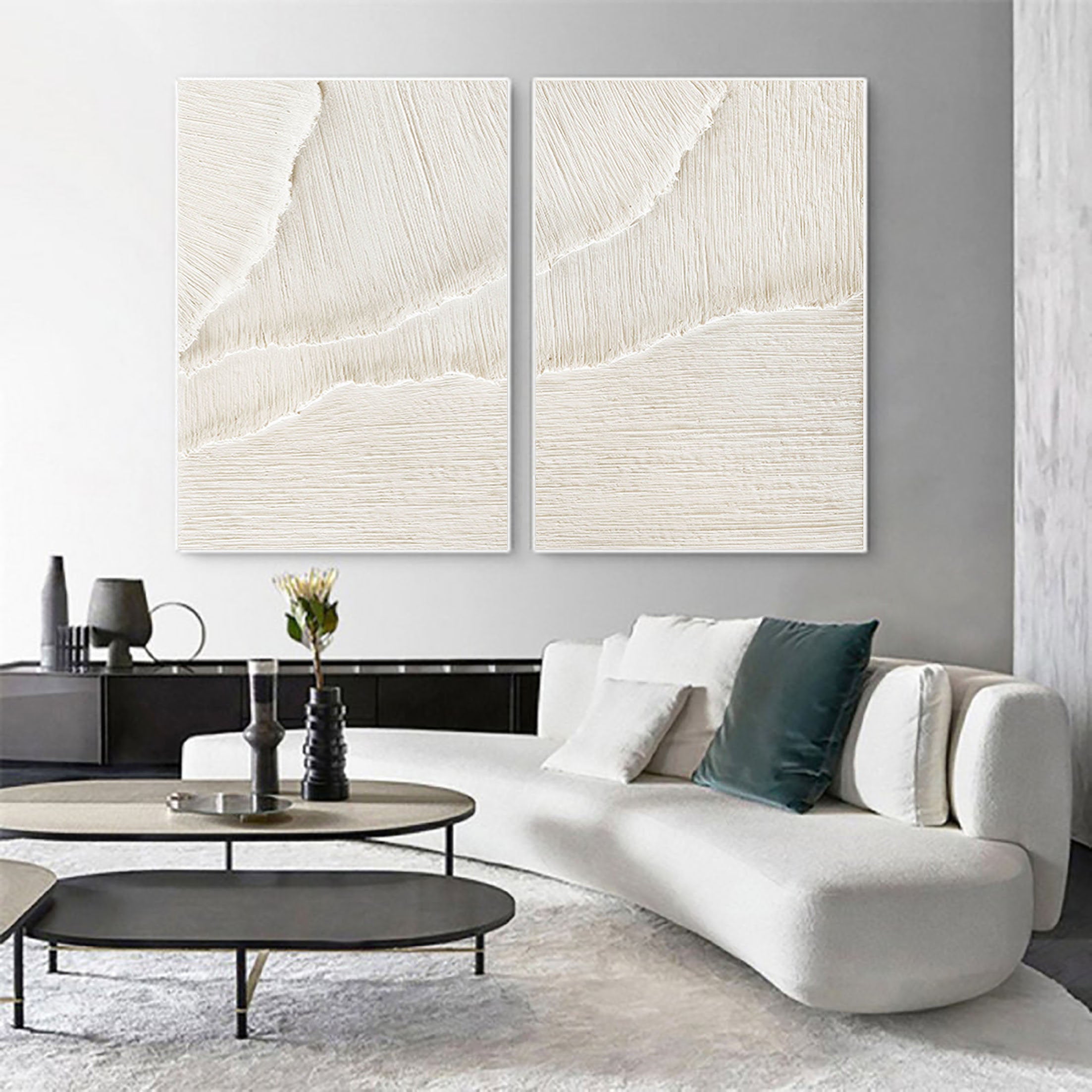 White Minimalist Painting Set Of 2 #WMS 002