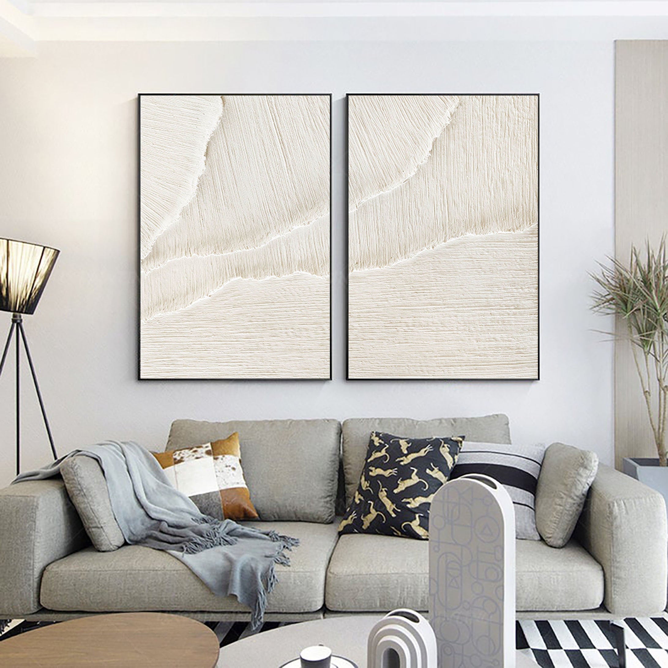 White Minimalist Painting Set Of 2 #WMS 002