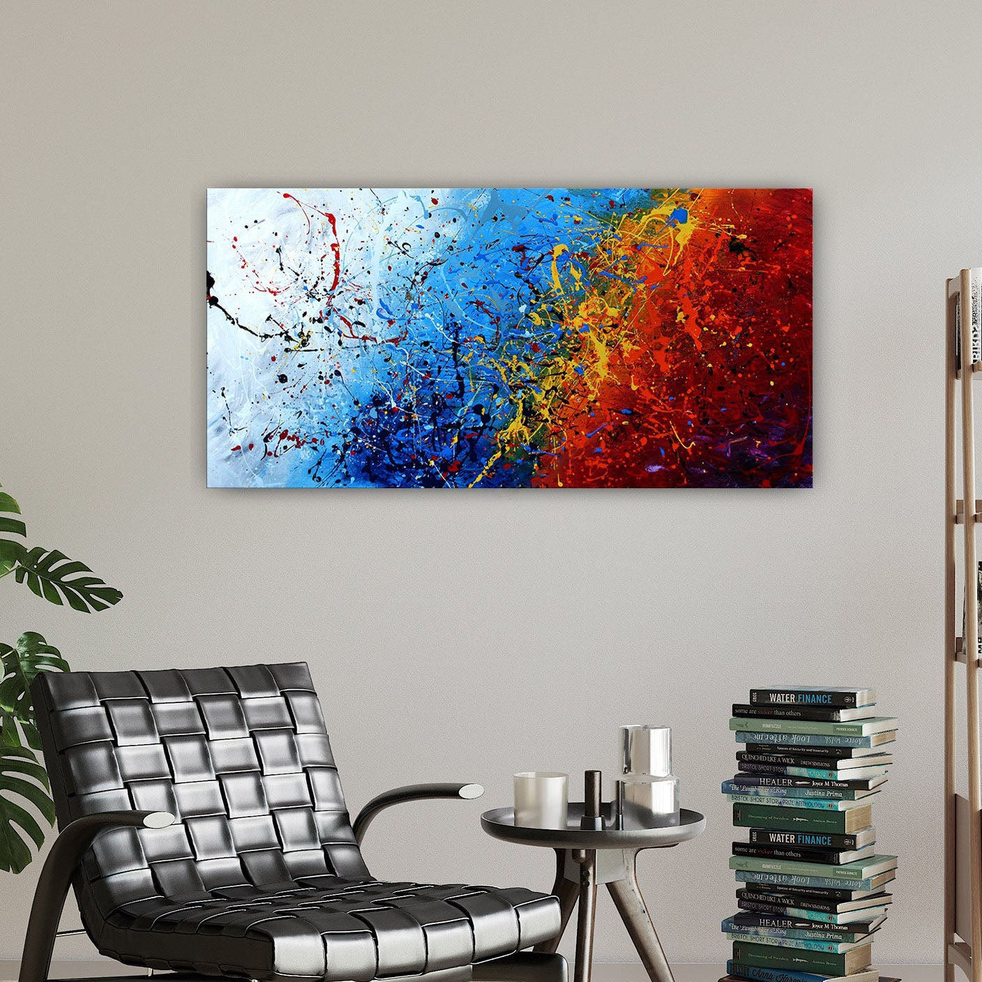 Jackson Pollock Style Colorful Abstract Wall Art #CWA 013