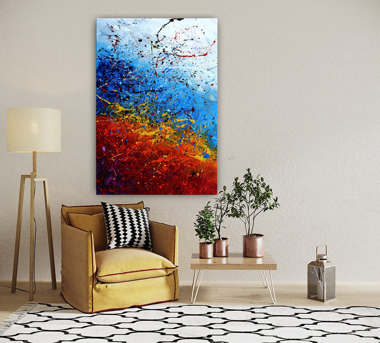 Jackson Pollock Style Colorful Abstract Wall Art #CWA 013