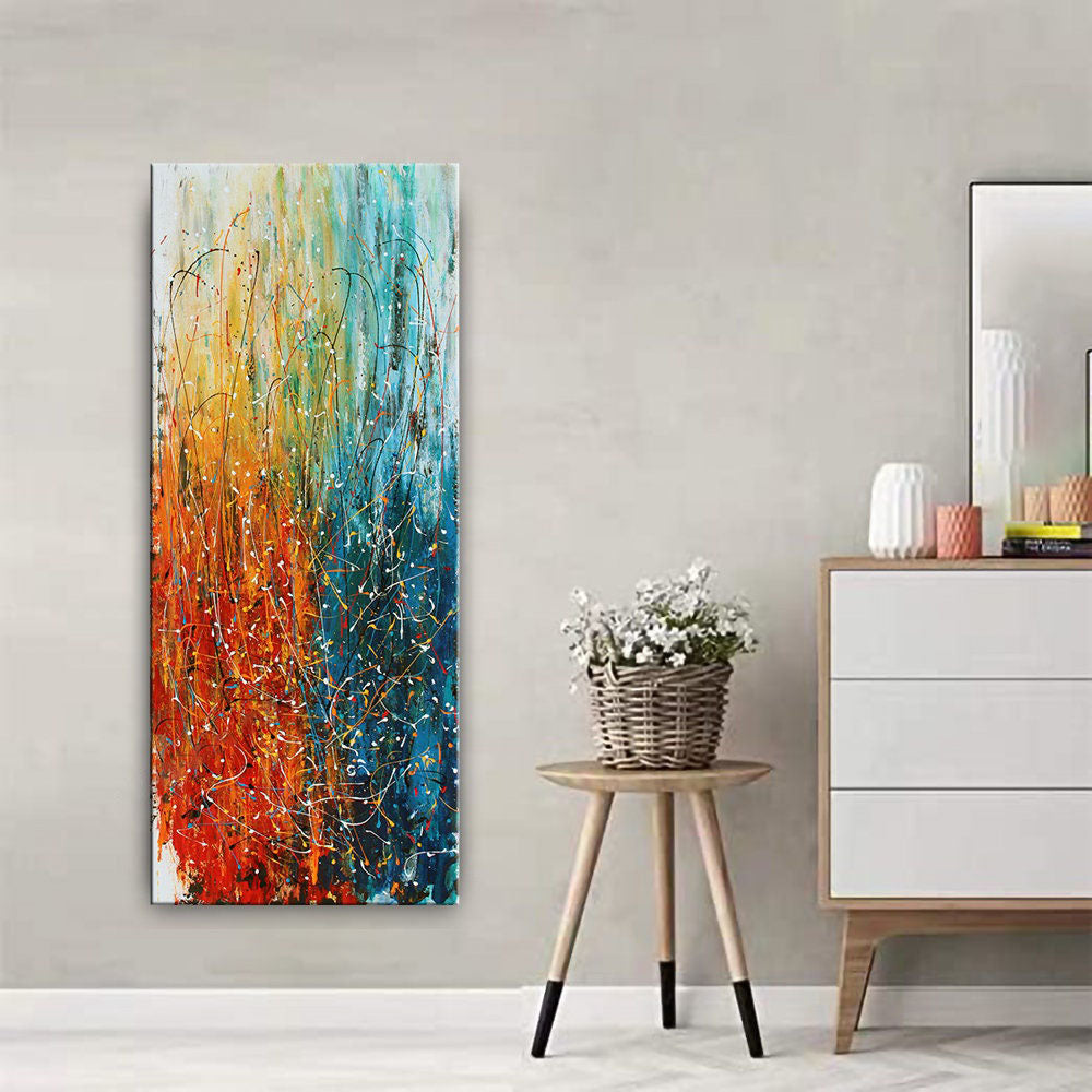 Modern Blue Red Abstract Wall Art – Bold Expressionist Painting #CWA 002