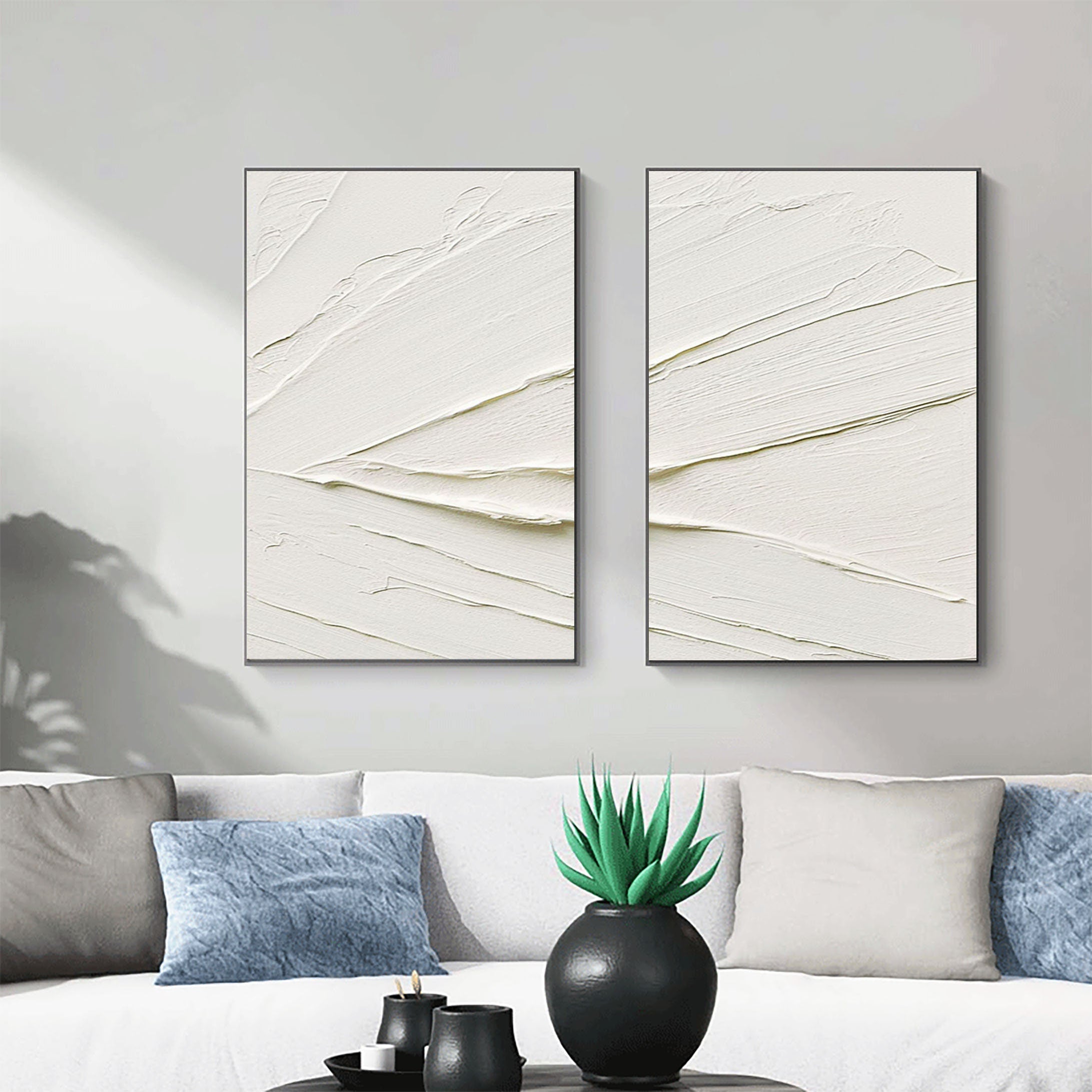 White Minimalist Painting Set Of 2 #WMS 021