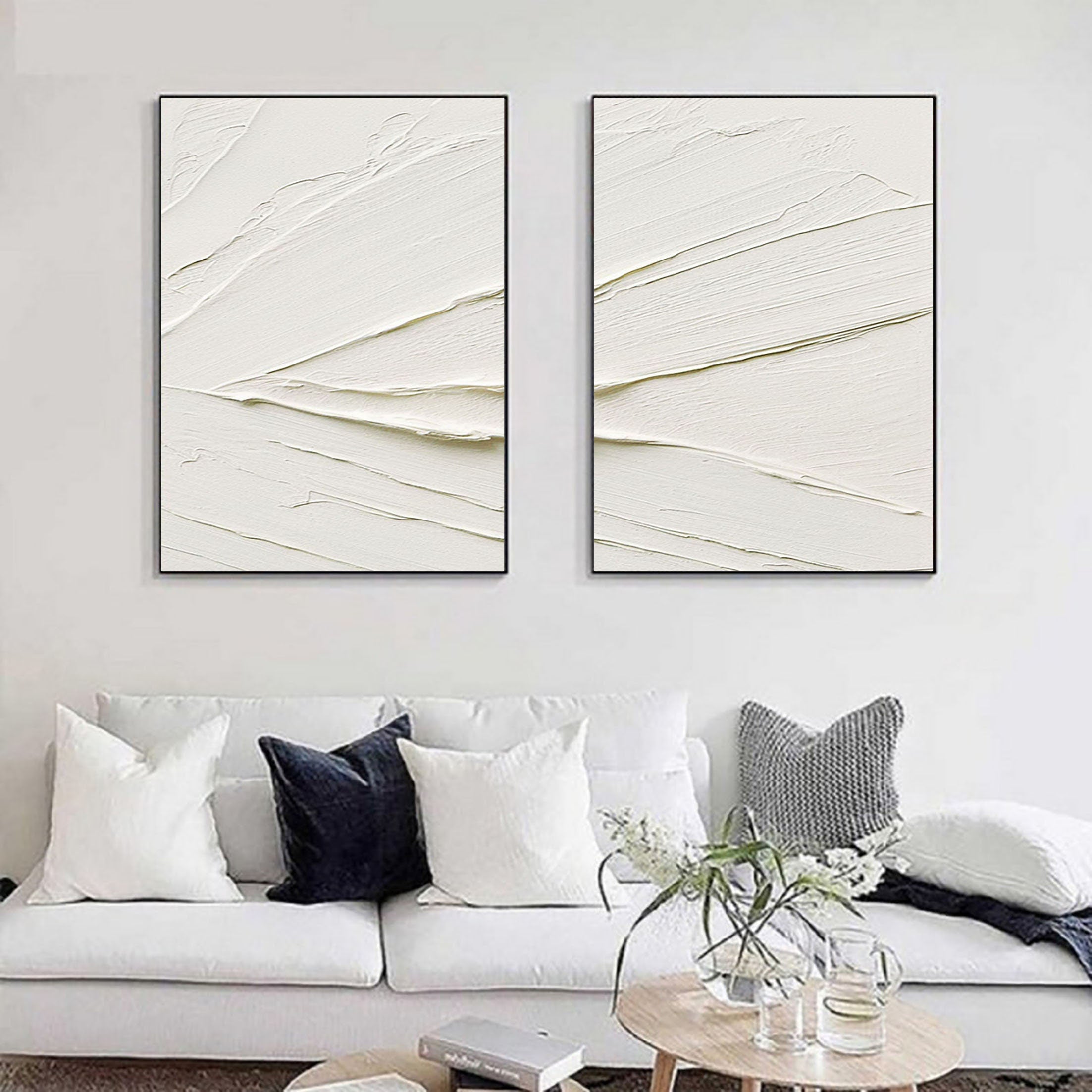 White Minimalist Painting Set Of 2 #WMS 021