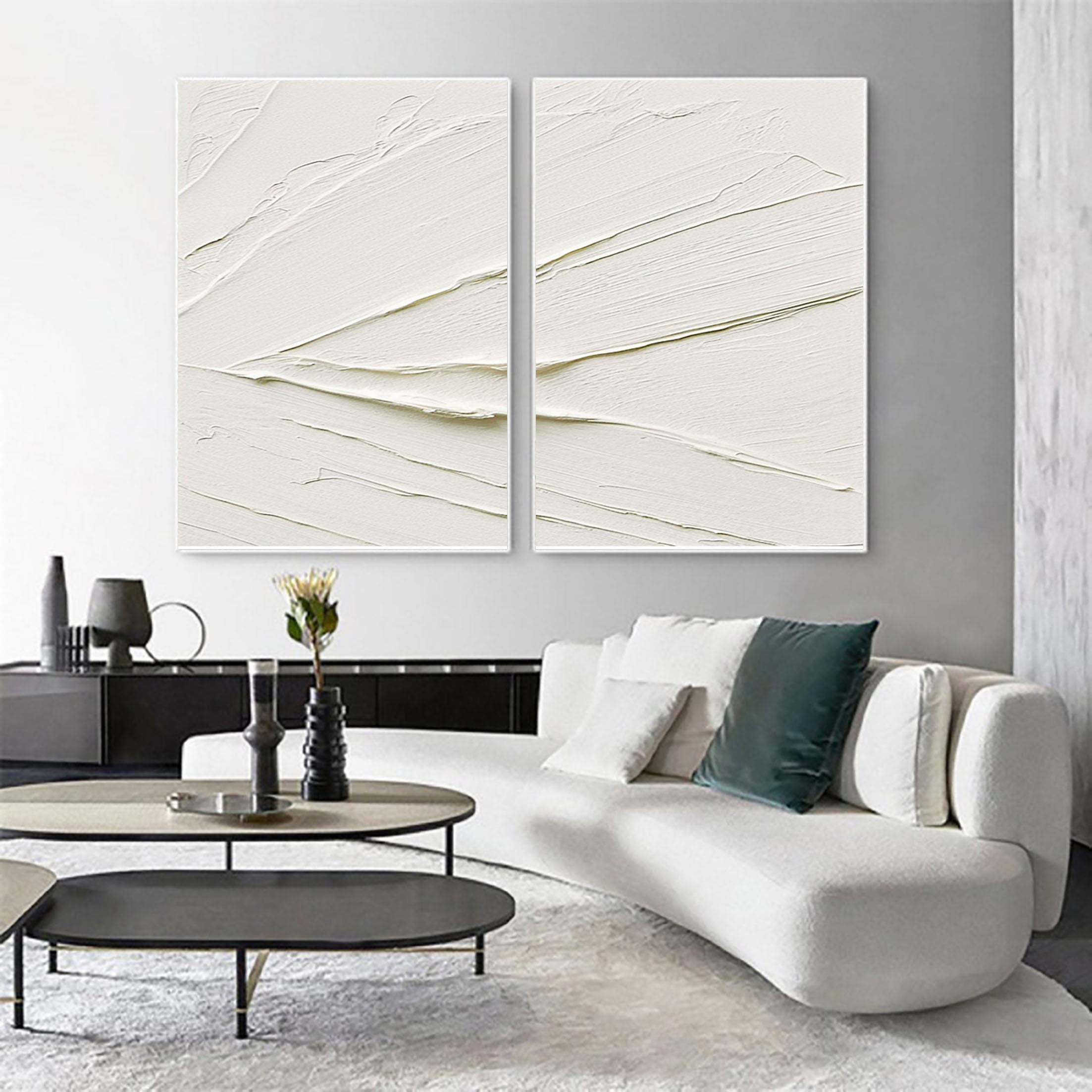 White Minimalist Painting Set Of 2 #WMS 021