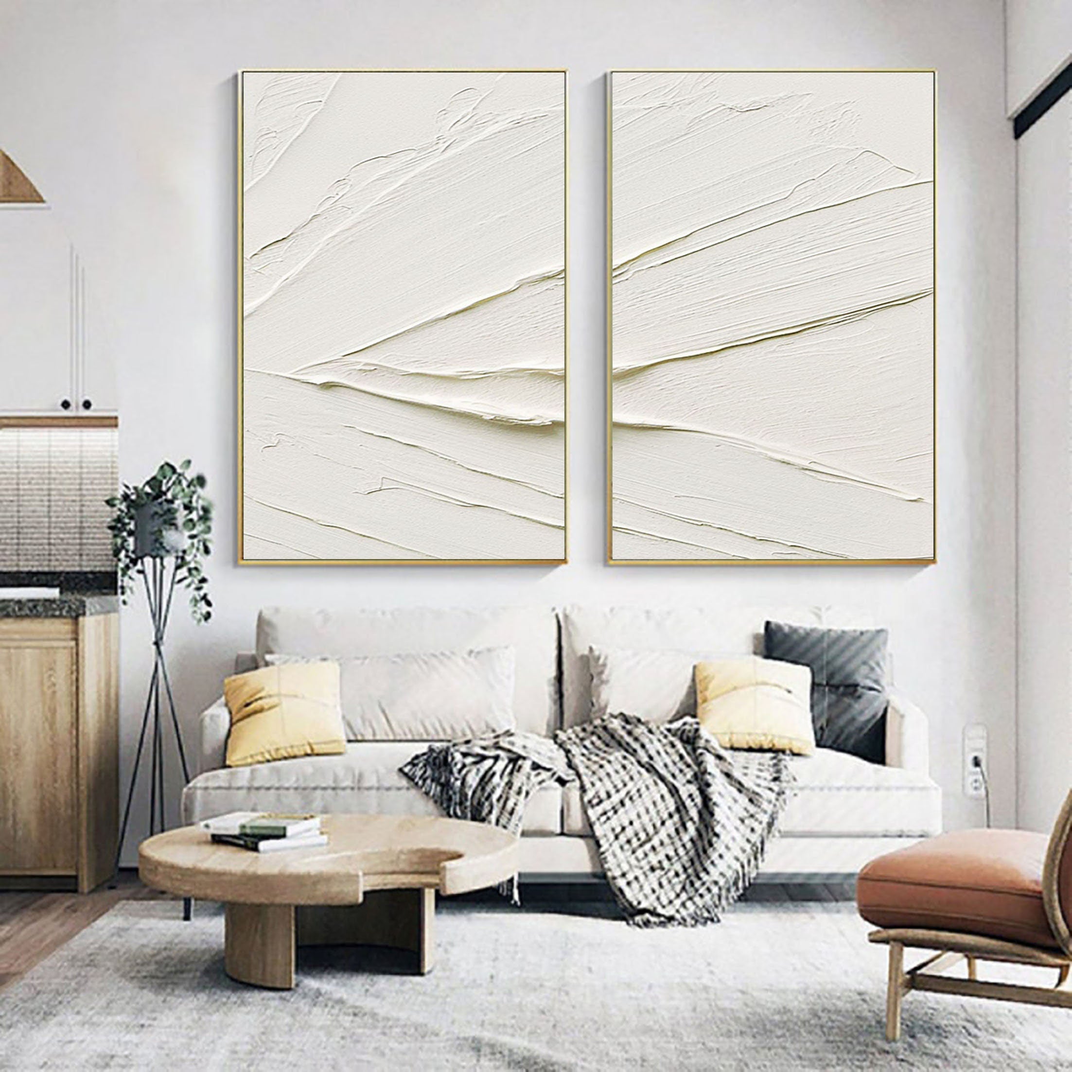 White Minimalist Painting Set Of 2 #WMS 021