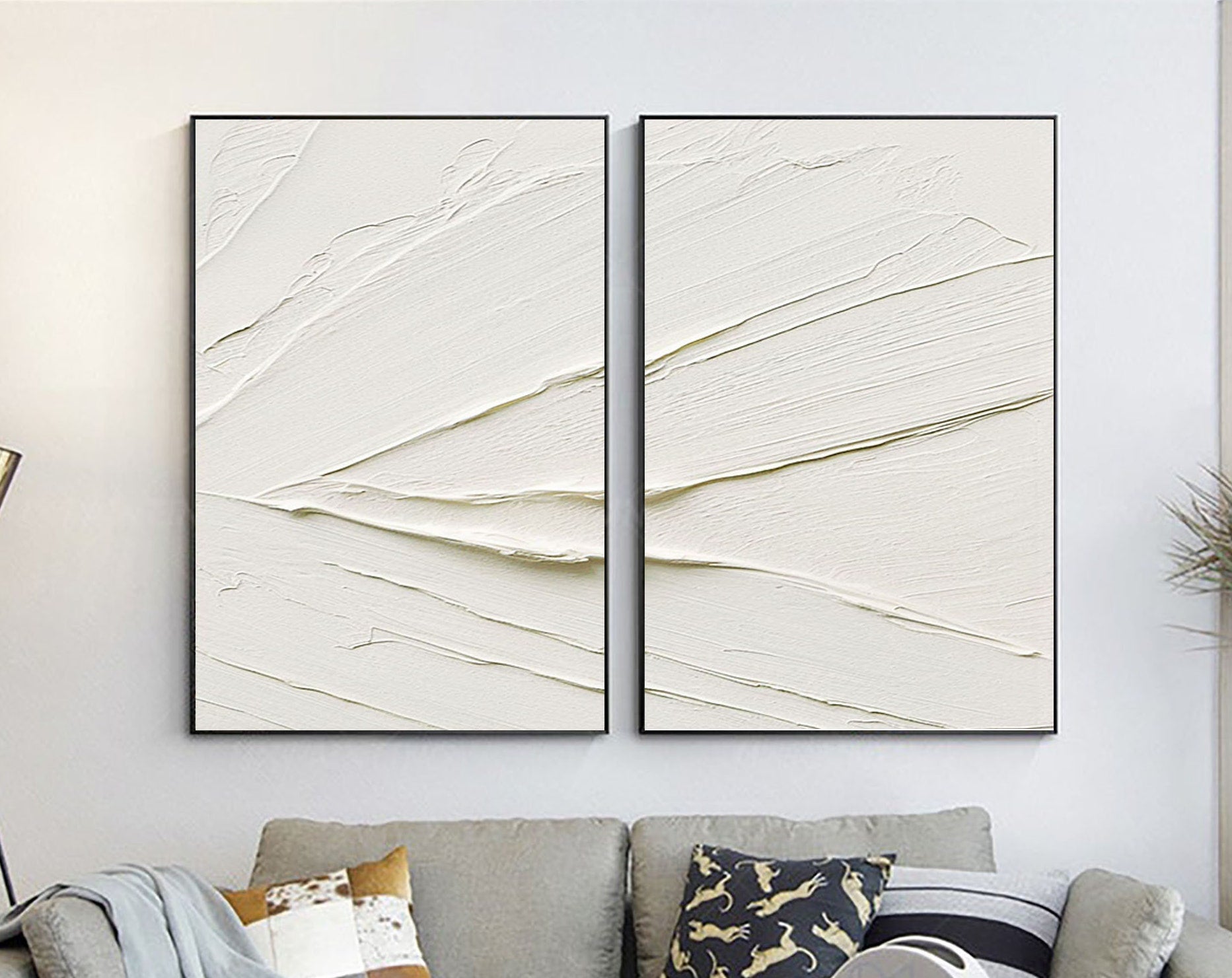 White Minimalist Painting Set Of 2 #WMS 021