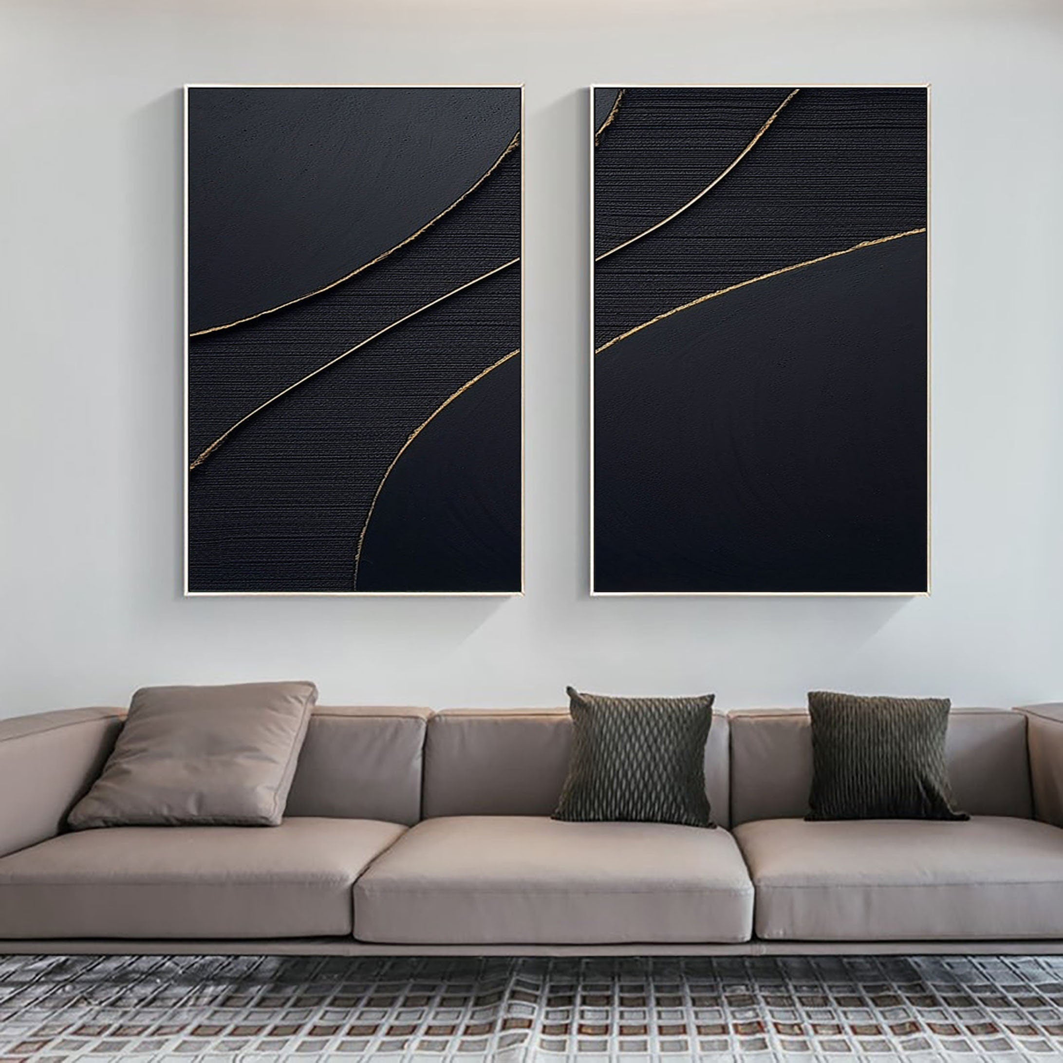 Black Minimalist Painting Set Of 2 #BMS 005