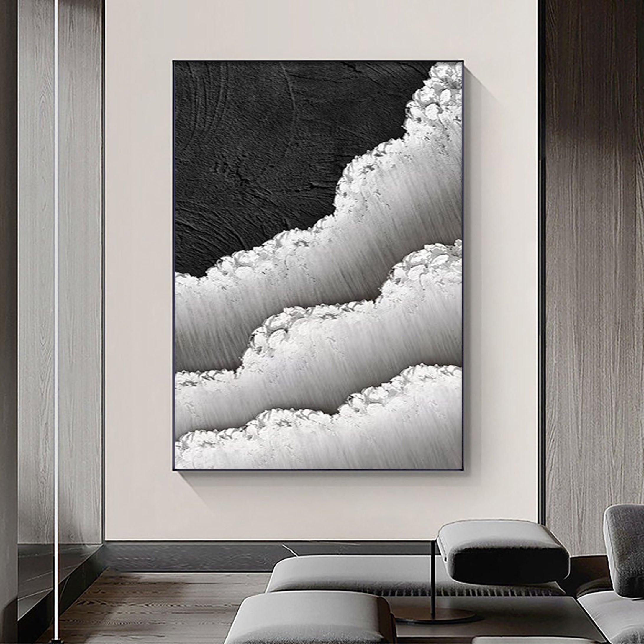 Black & White Abstract Painting #BWA 006