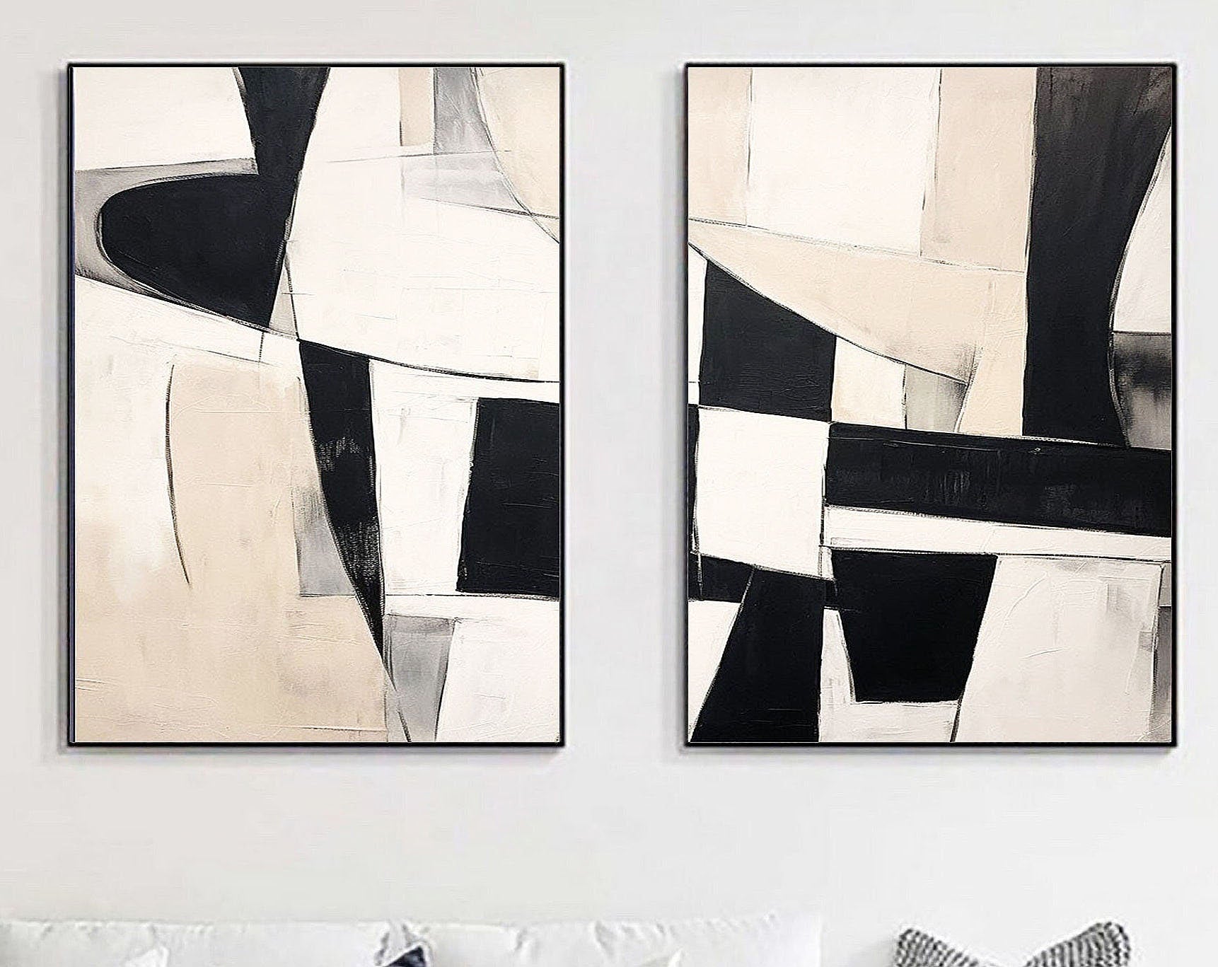 Black & White Minimalist Painting Set Of 2 #BWS 009