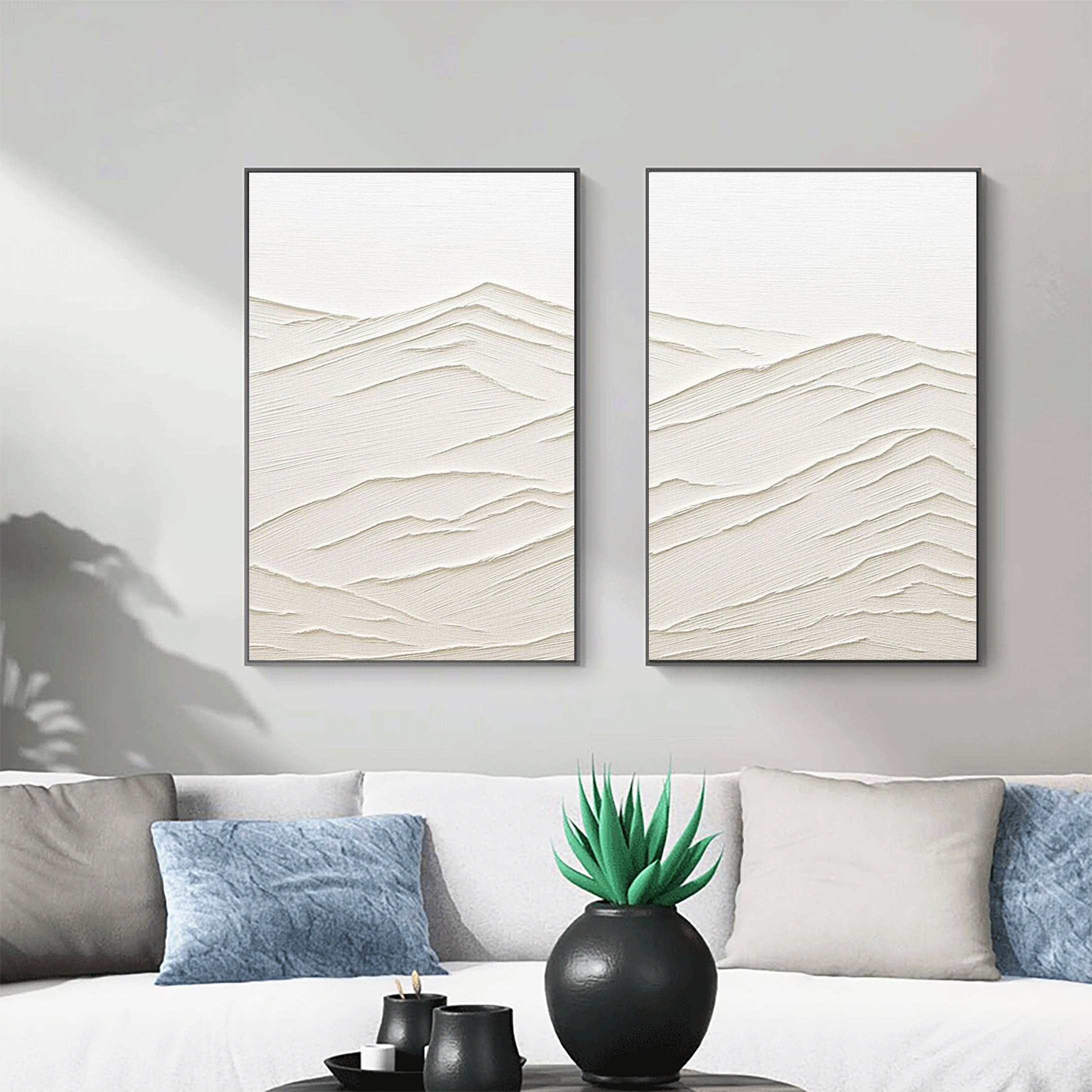 White Minimalist Painting Set Of 2 #WMS 022