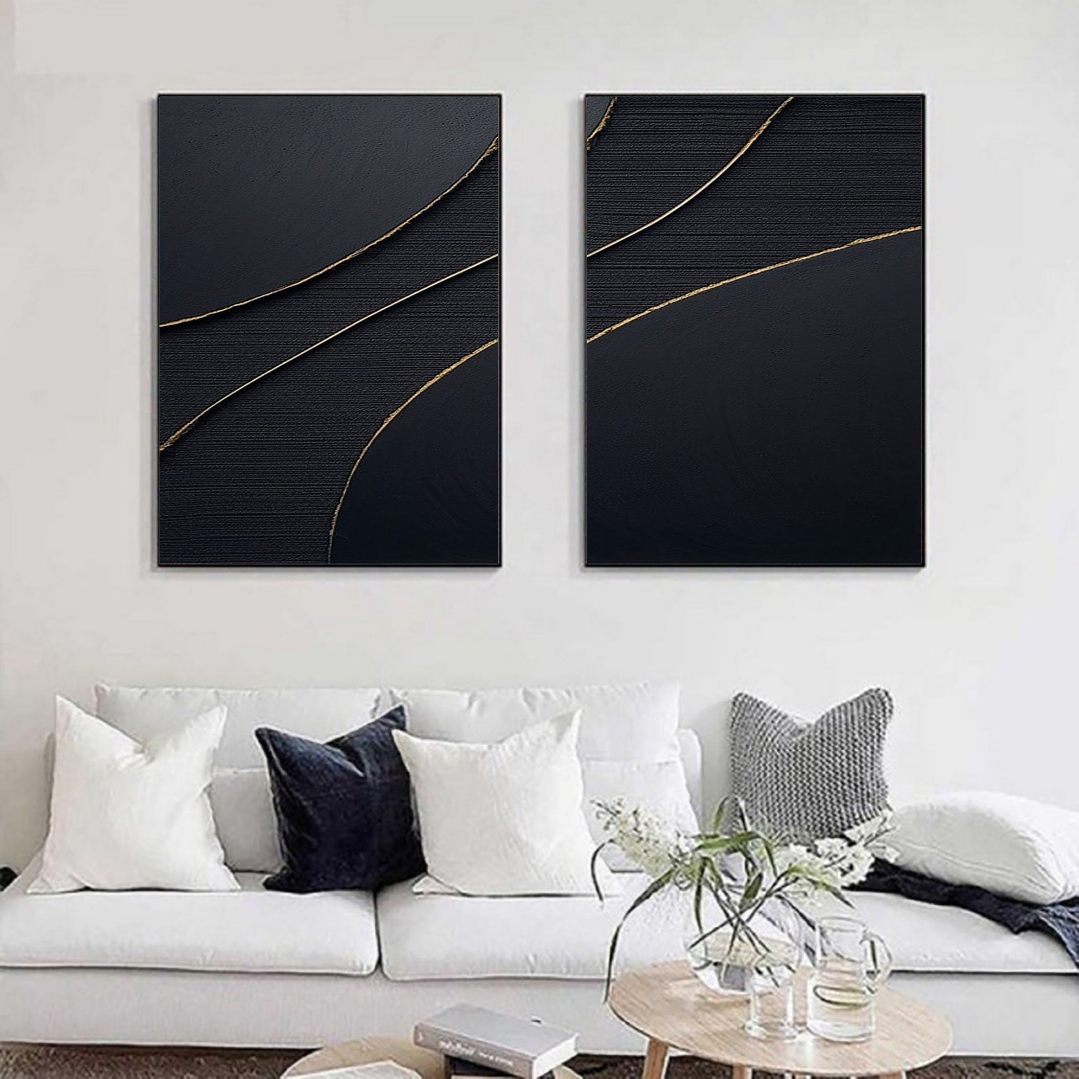 Black Minimalist Painting Set Of 2 #BMS 005