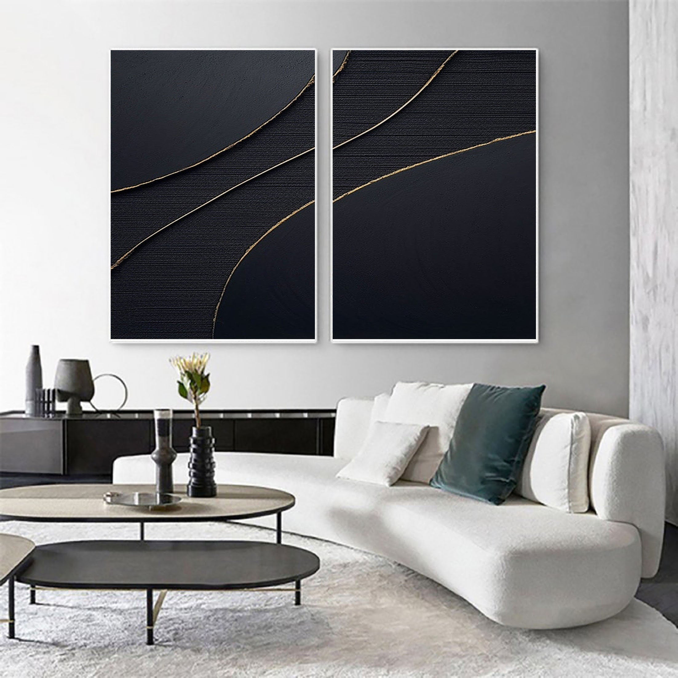 Black Minimalist Painting Set Of 2 #BMS 005