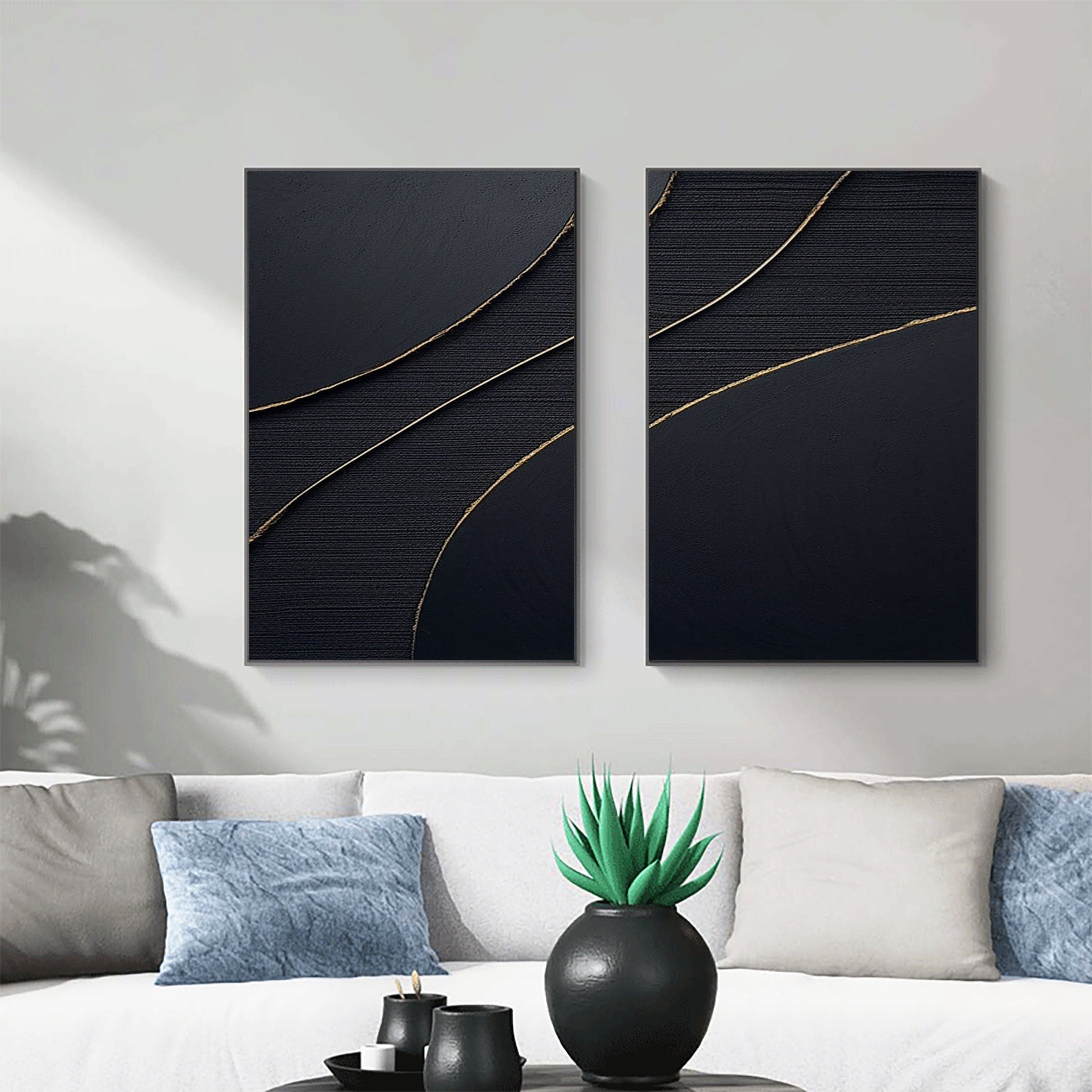 Black Minimalist Painting Set Of 2 #BMS 005