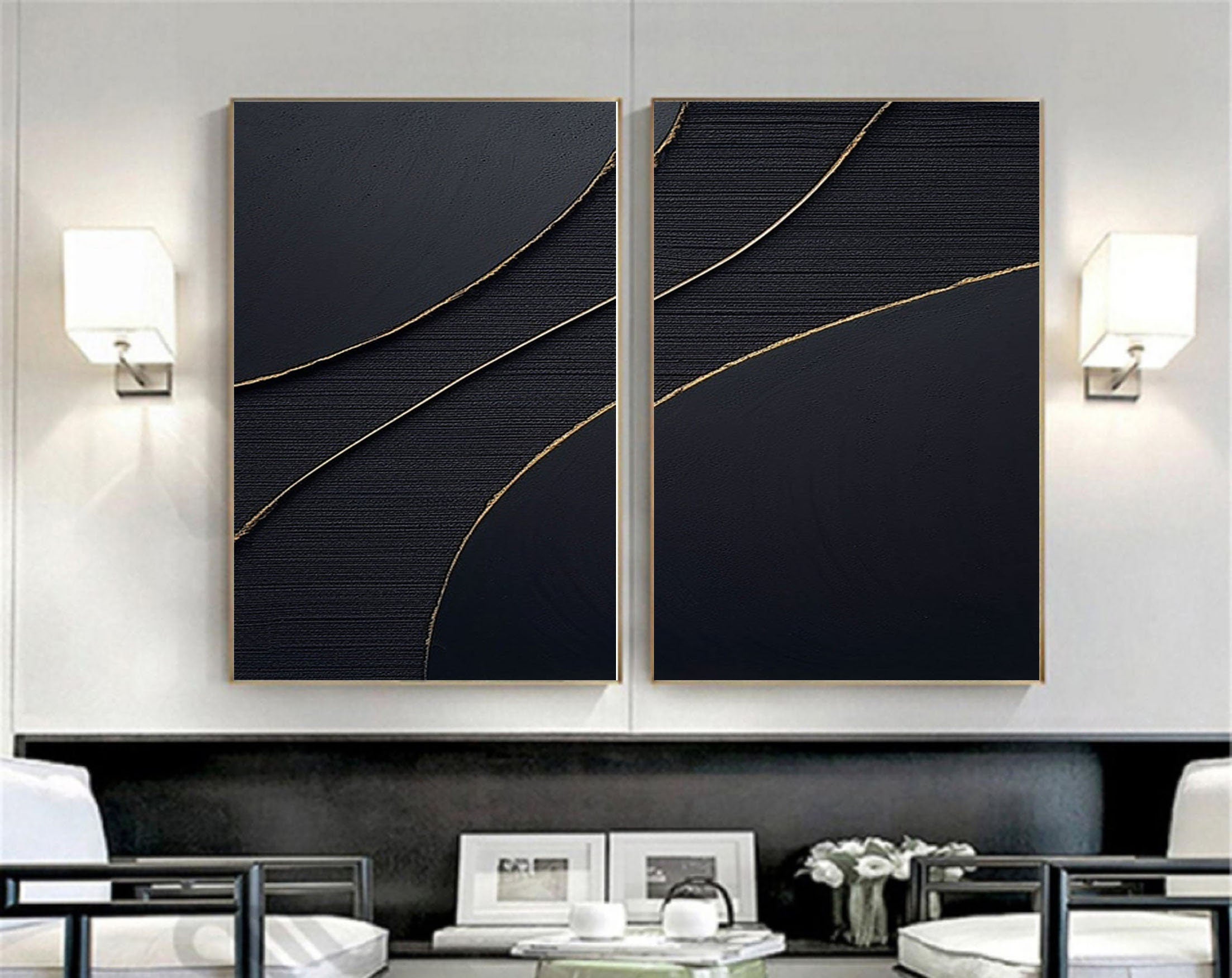 Black Minimalist Painting Set Of 2 #BMS 005