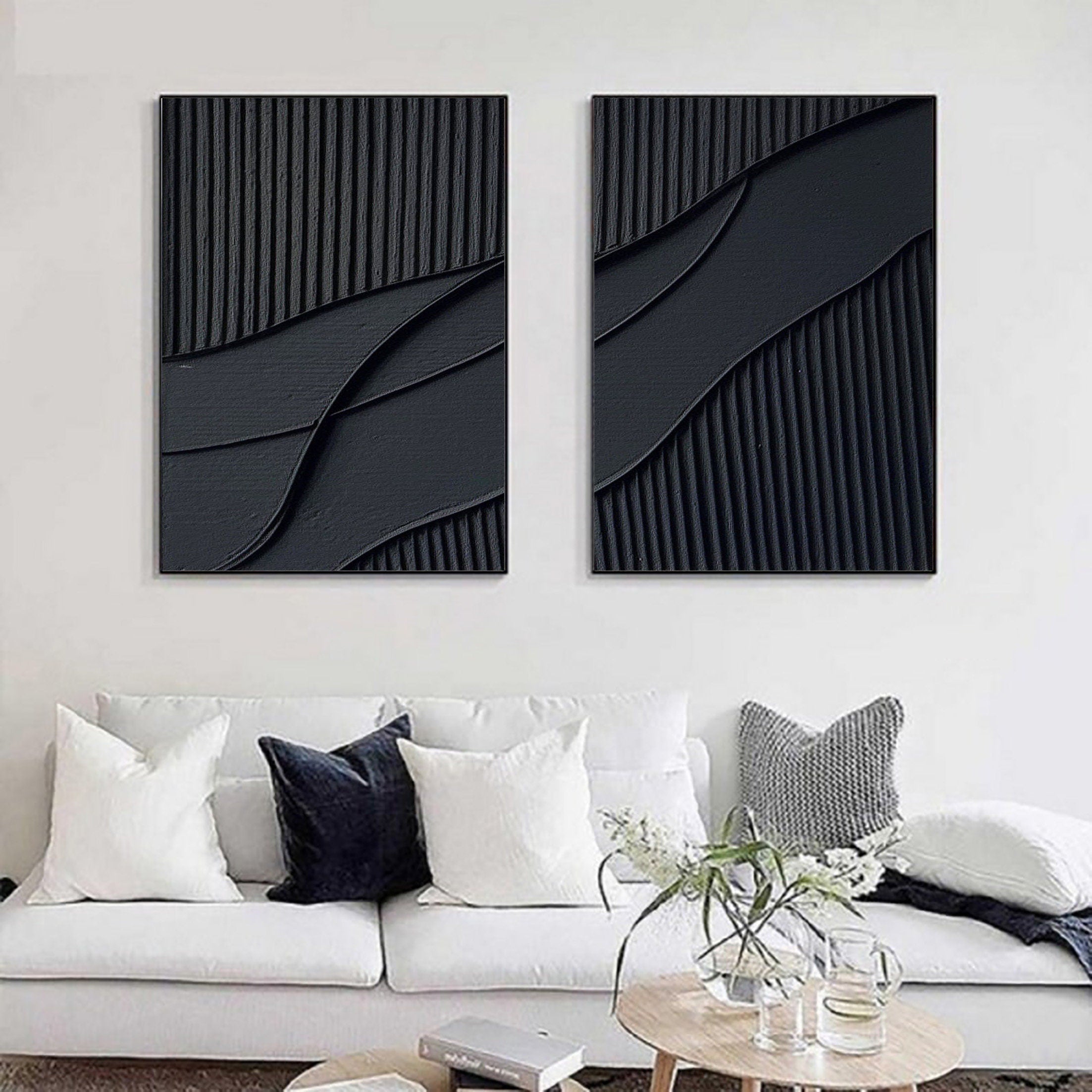 Black Minimalist Painting Set Of 2 #BMS 002