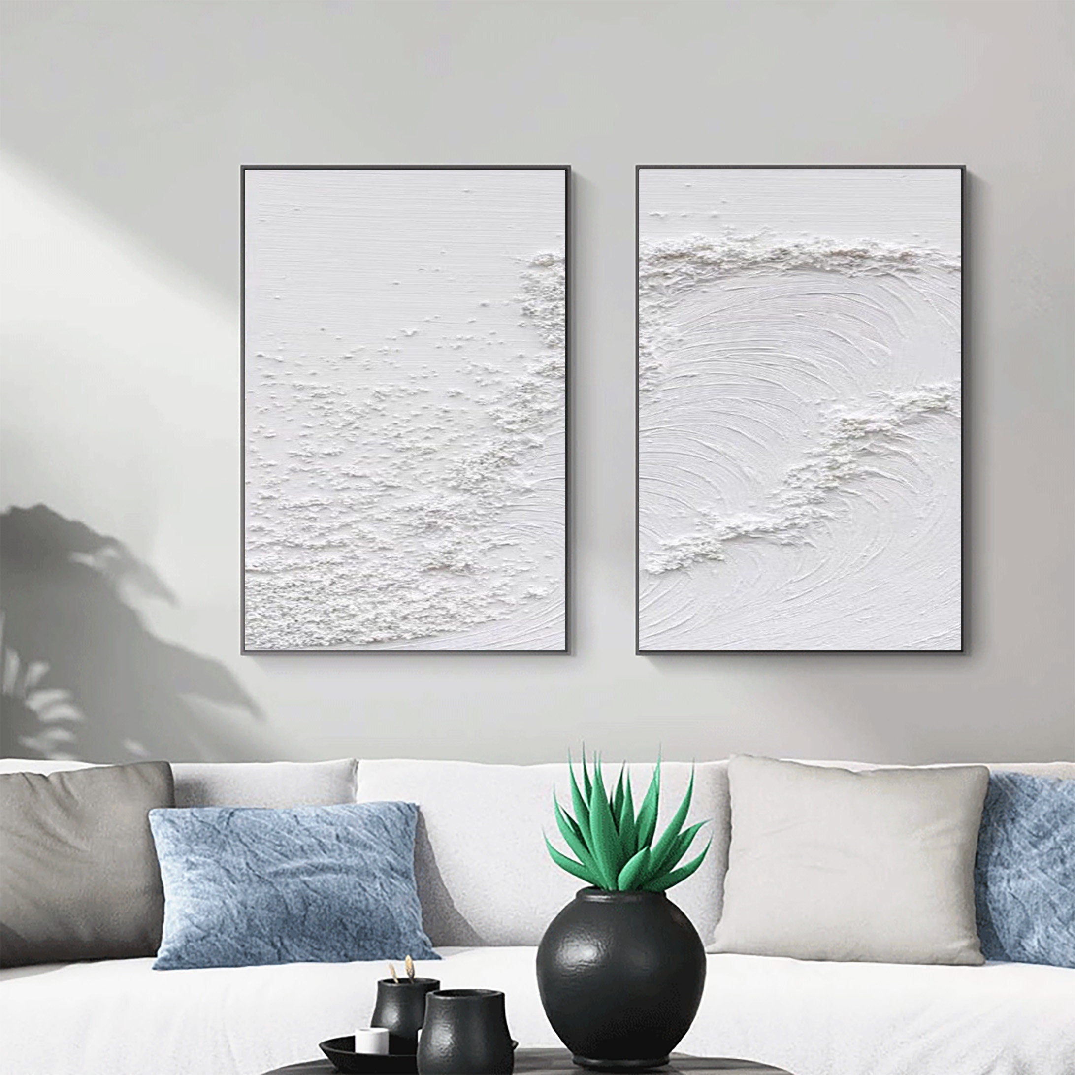 White Minimalist Painting Set Of 2 #WMS 005