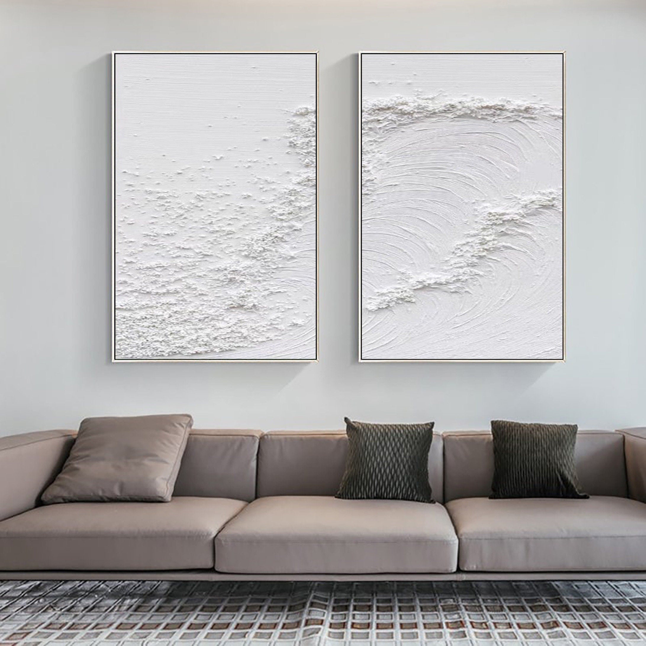 White Minimalist Painting Set Of 2 #WMS 005