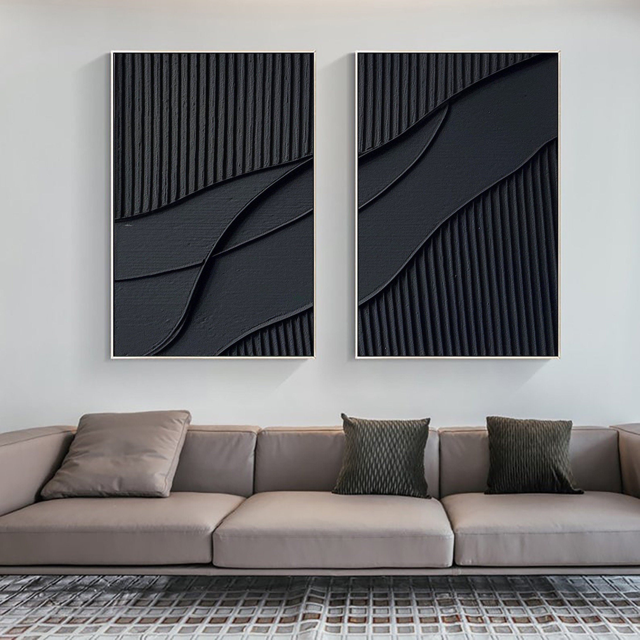 Black Minimalist Painting Set Of 2 #BMS 002