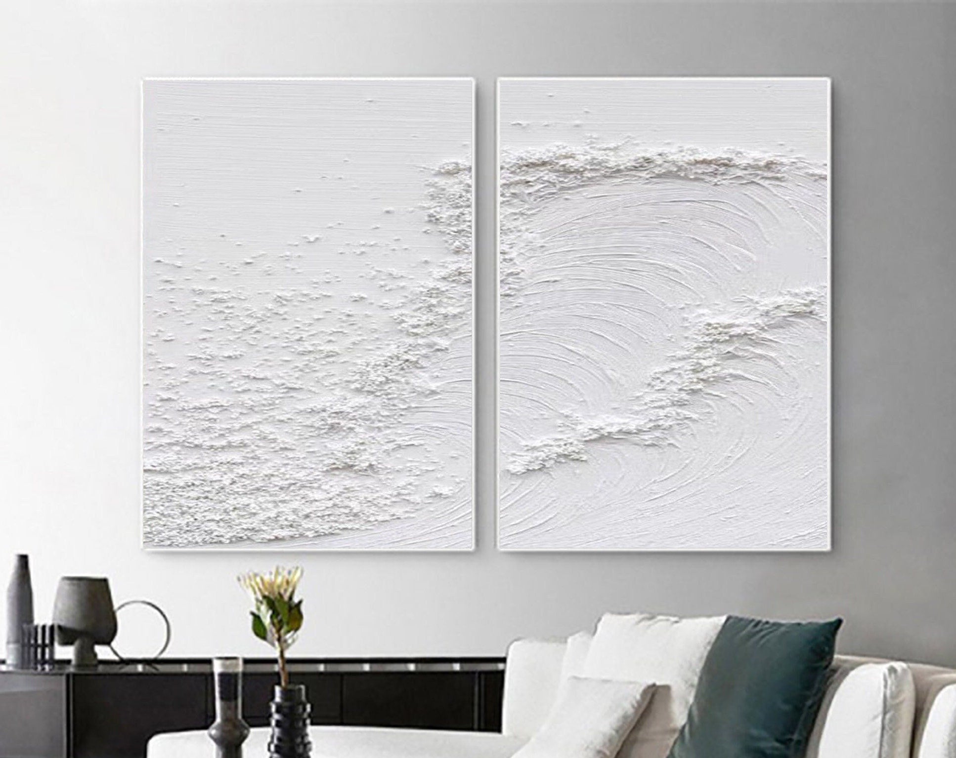 White Minimalist Painting Set Of 2 #WMS 005