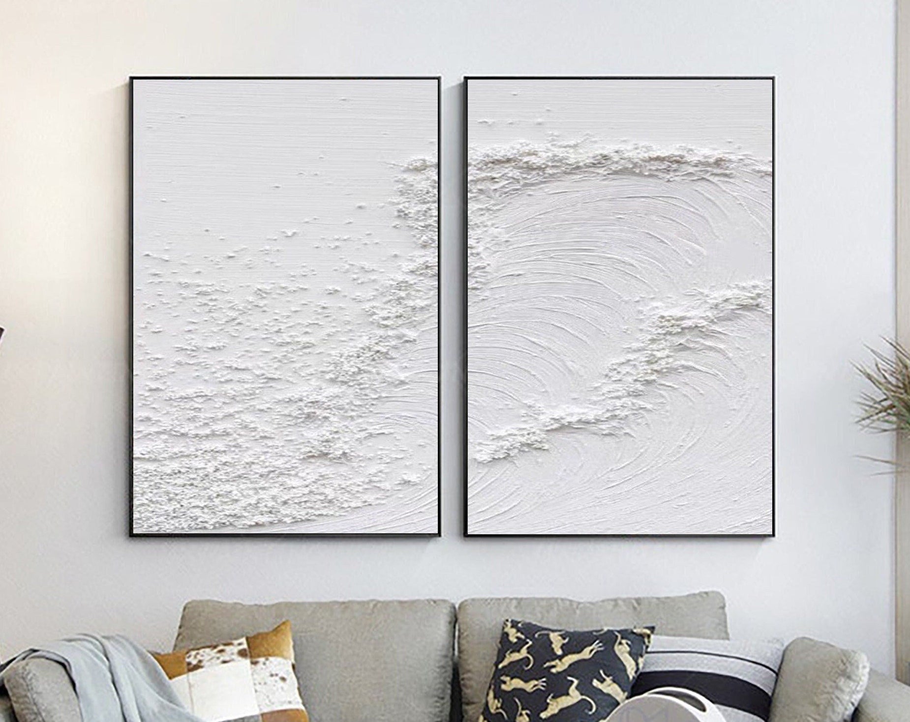 White Minimalist Painting Set Of 2 #WMS 005