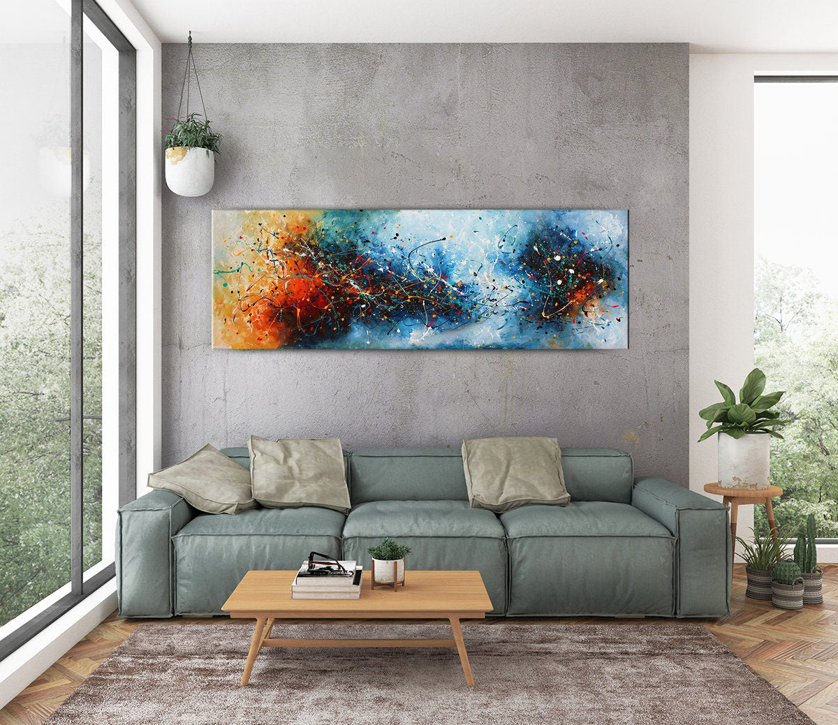 Colorful Jackson Pollock-Inspired Abstract Art for Home Walls #CWA 007