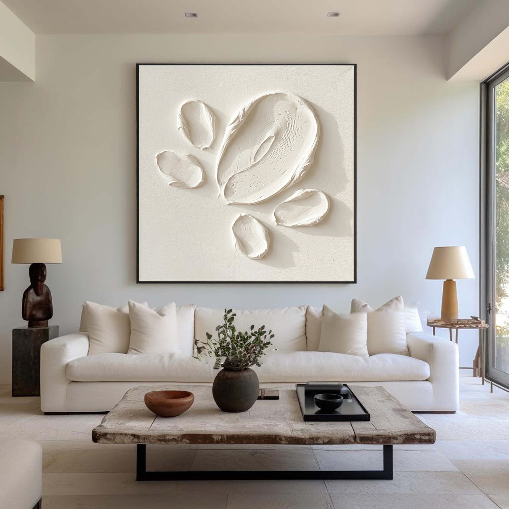Large Organic Texture Oil Painting – Minimalist Neutral Abstract Wall Art