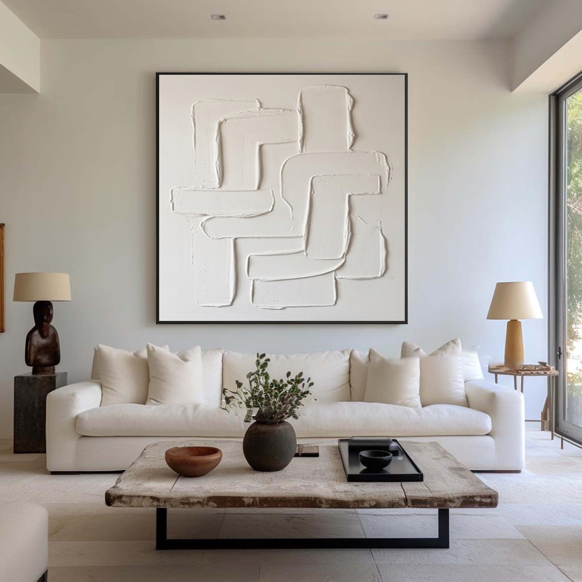 Large Sculptural Texture Wall Art Hand Painted Neutral Abstract Canvas