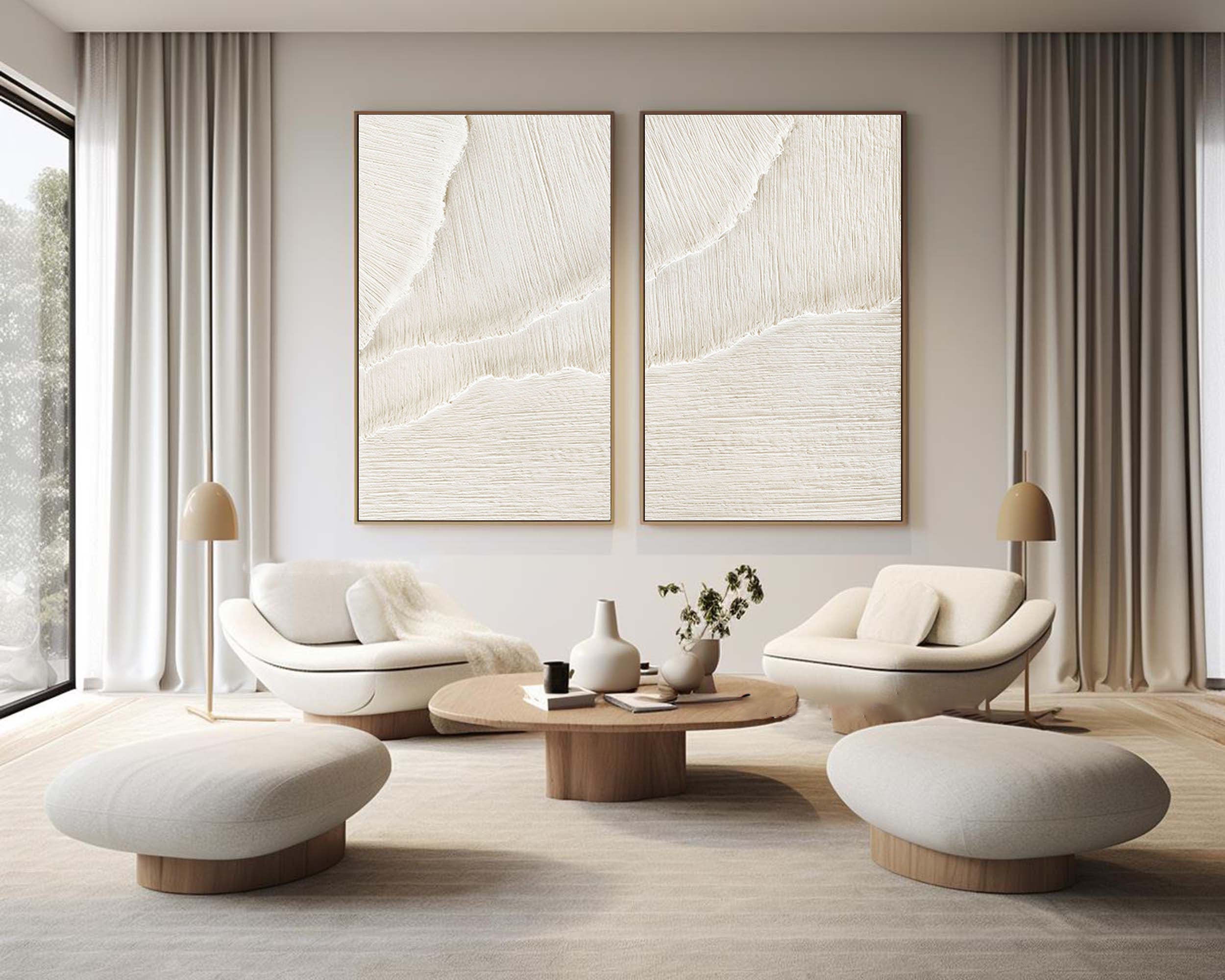 White Minimalist Painting Set Of 2 #WMS 003