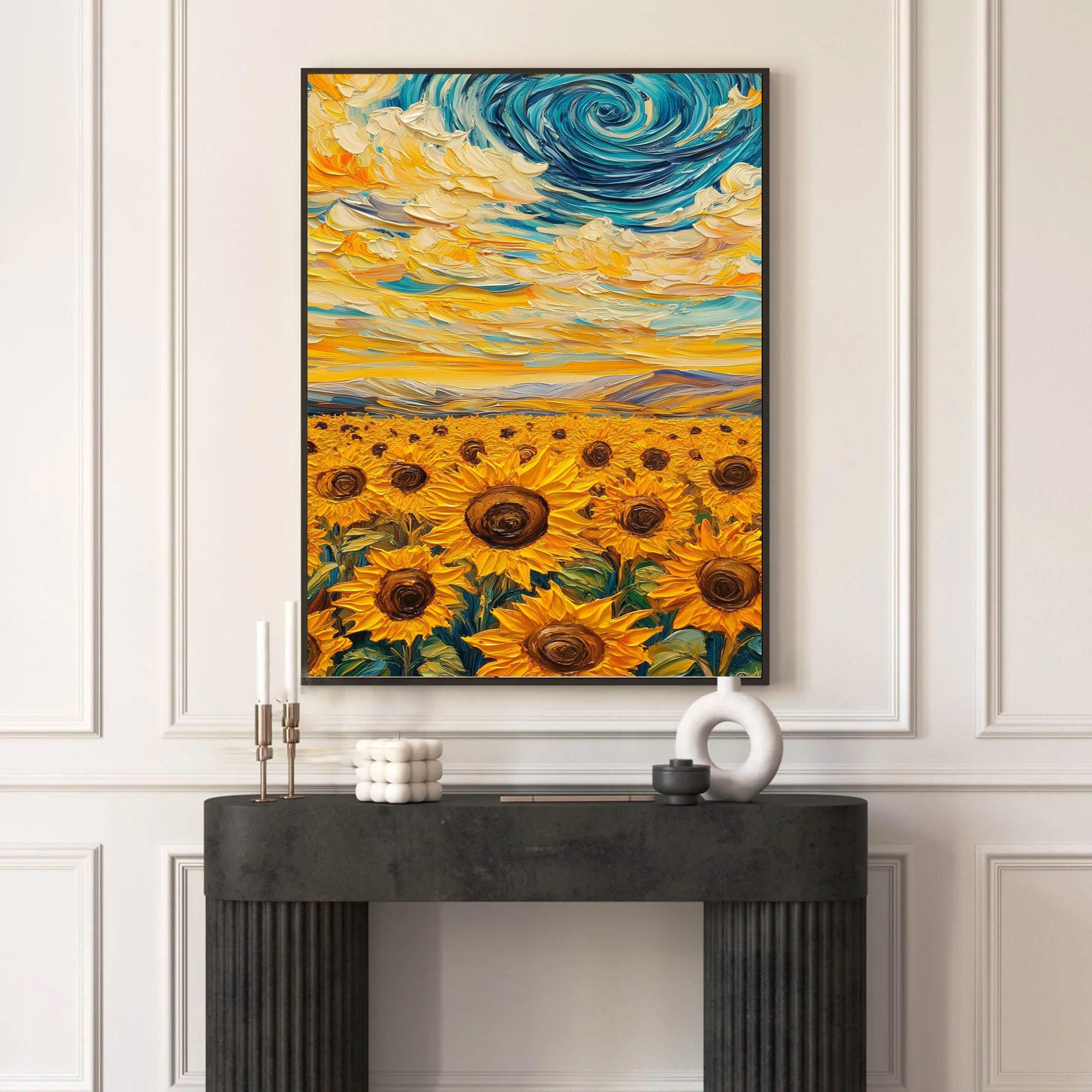 Sunflowers under Starry Sky, A Van Gogh Inspired Canvas #BGA 082