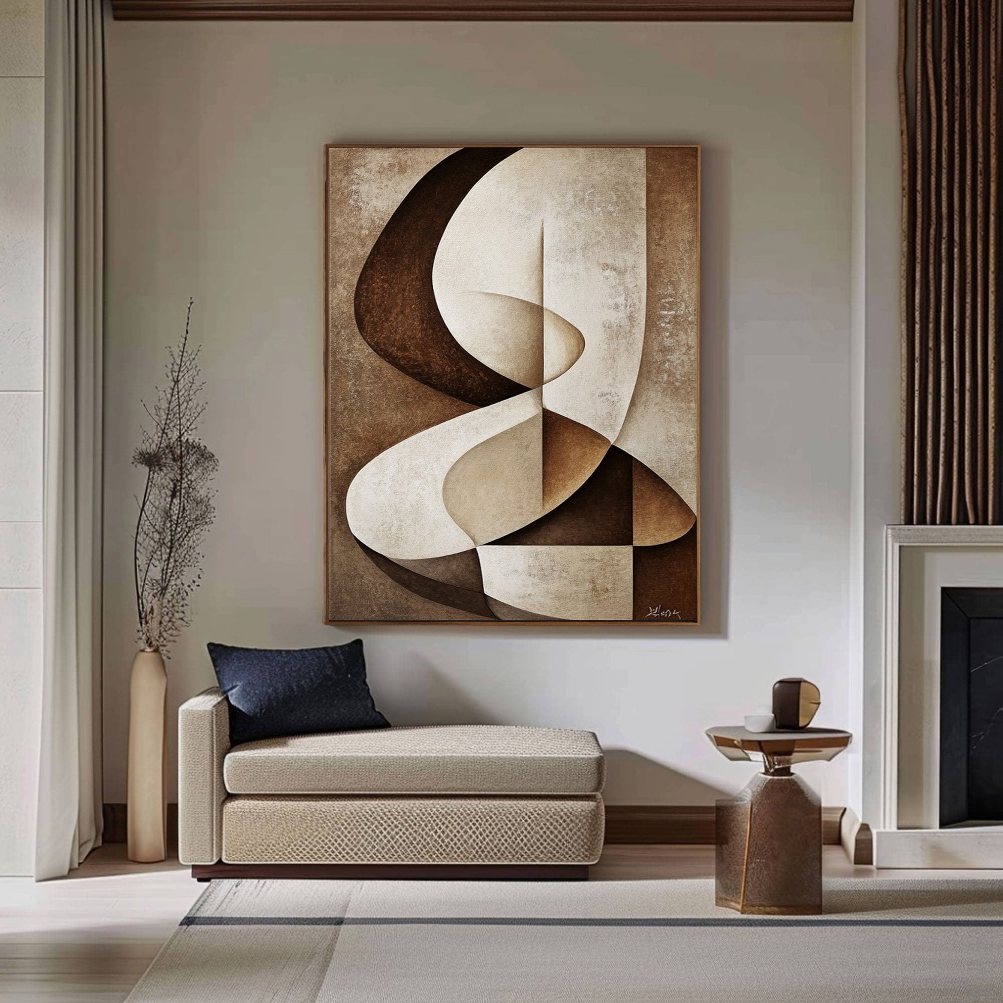 Modern Geometric Abstract Art Earthy Tones for Contemporary Spaces #BBA 077