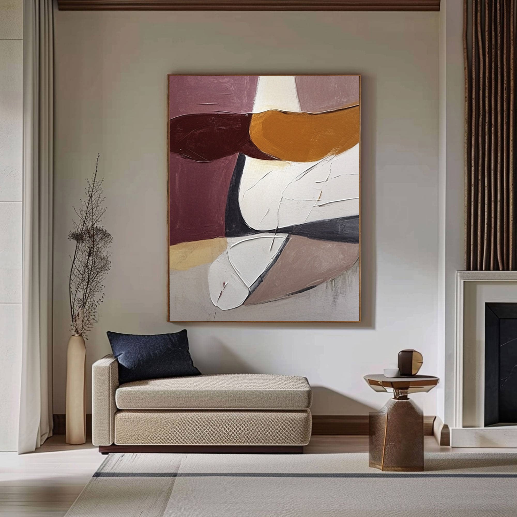 Abstract Art for Modern Living Rooms Dynamic Design with Earthy Colors #BBA 079