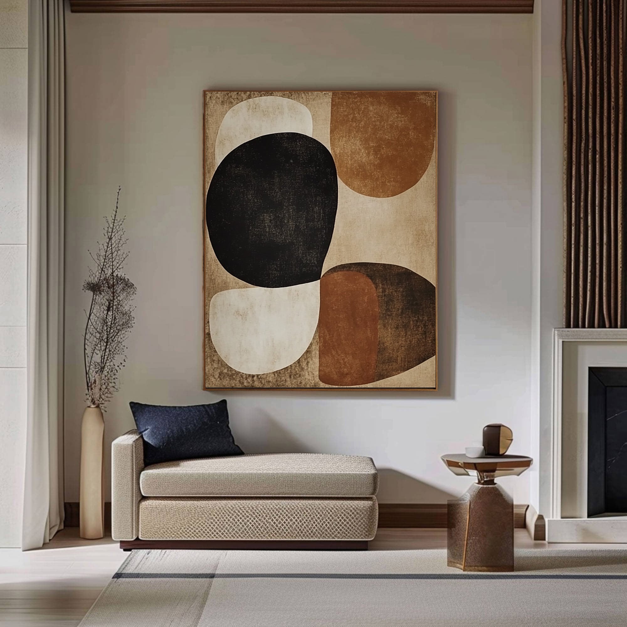 Large Abstract Wall Art with Organic Forms in Neutral Colors #BBA 078