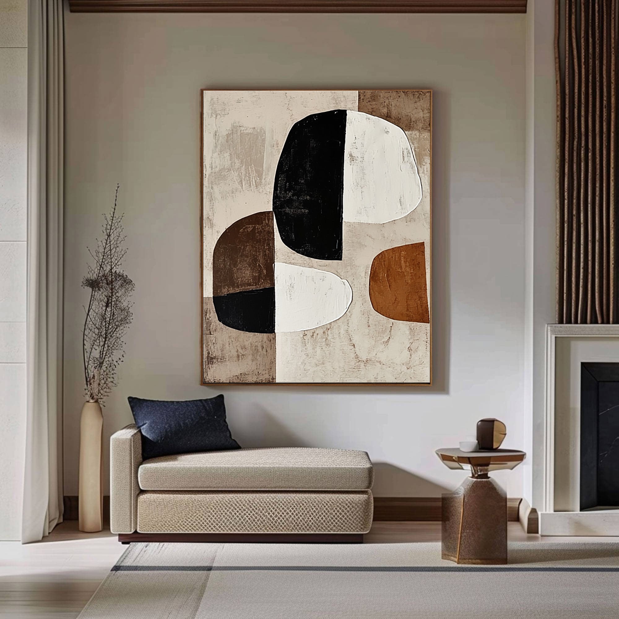 Large Abstract Wall Art with Bold Organic Forms in Neutral Colors #BBA 080