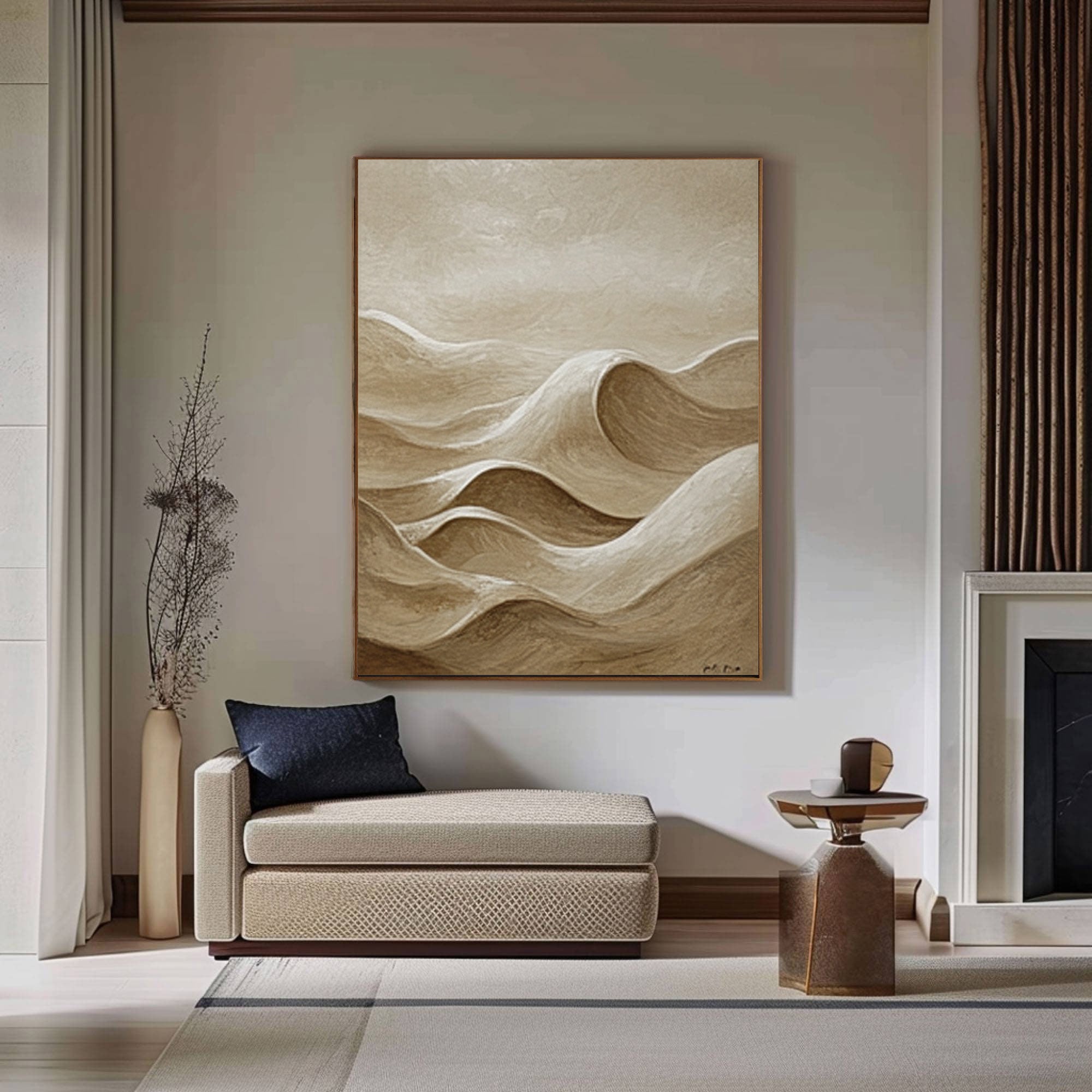 Neutral Abstract Mountain Wall Art - Minimalist Canvas for Living Rooms #BBS 034