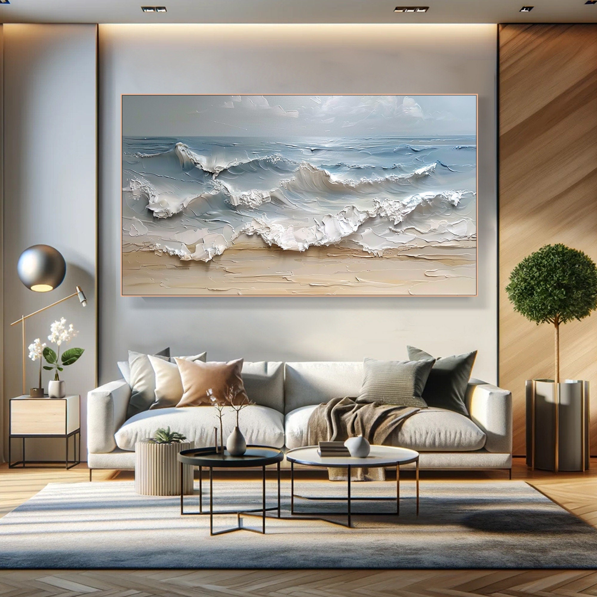 Textured Ocean Waves Canvas Art for Coastal Decor #BGM 052