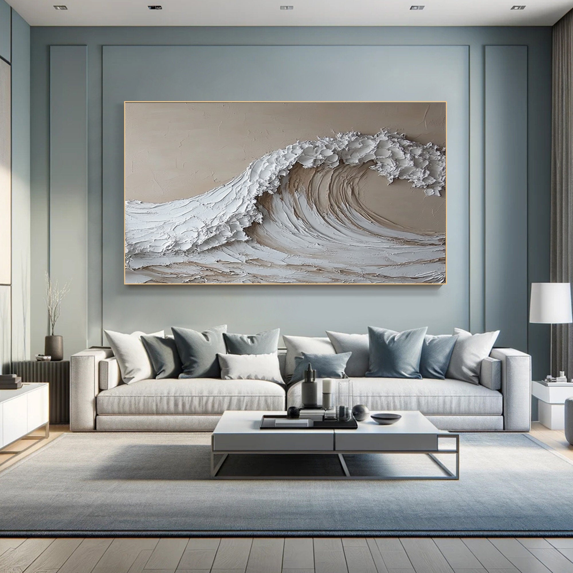 High-End 3D Wave Painting Luxury Wall Decor for Elegant Interiors #BBM 046