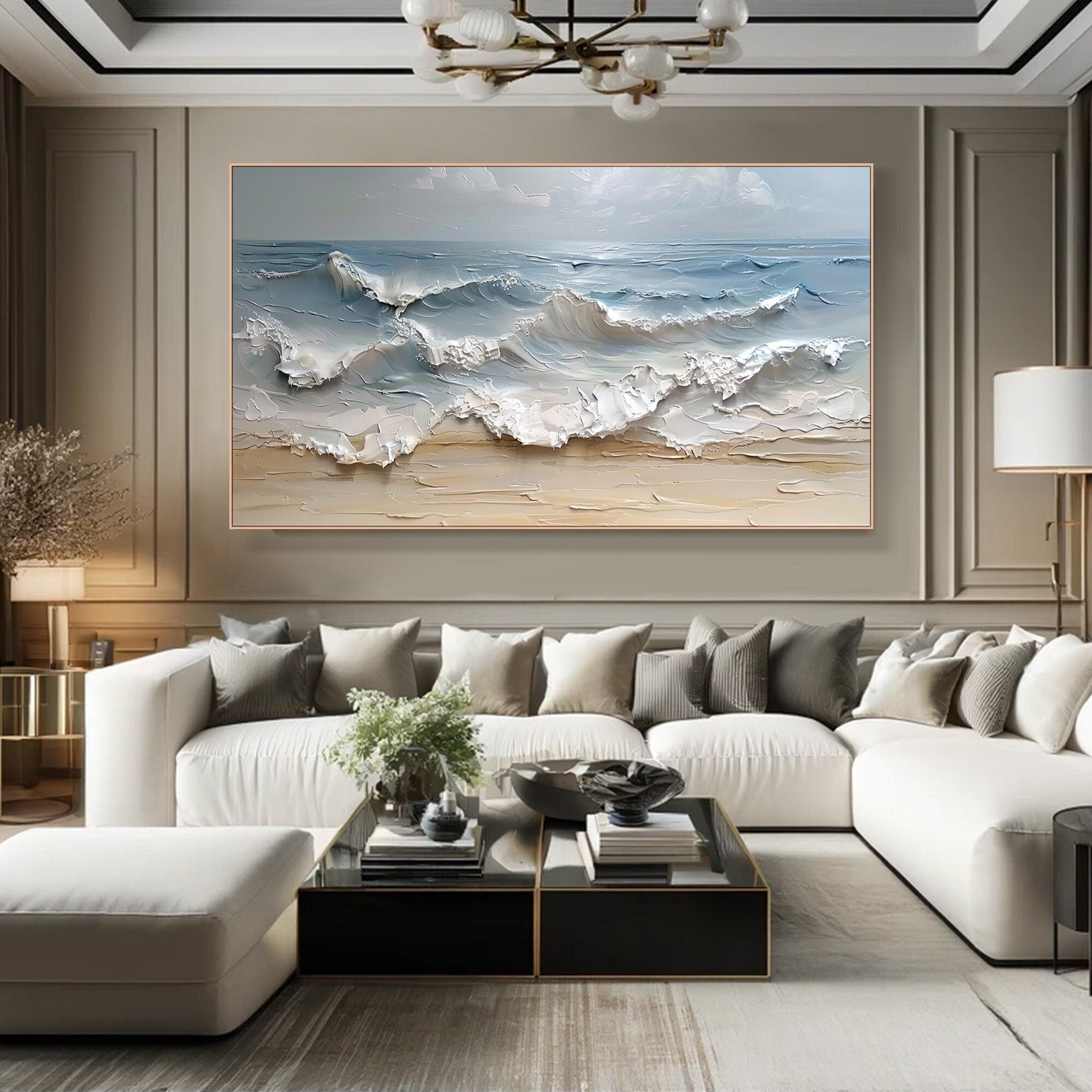 Textured Ocean Waves Canvas Art for Coastal Decor #BGM 052