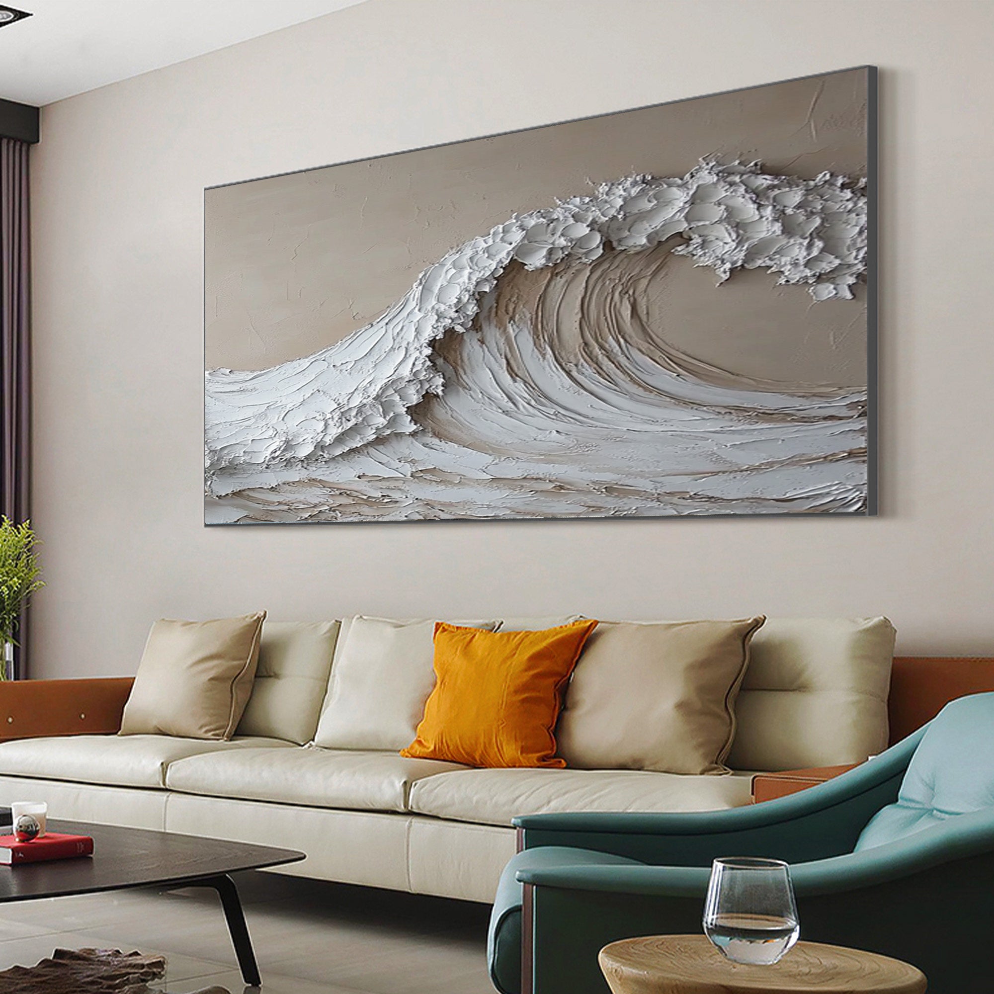 High-End 3D Wave Painting Luxury Wall Decor for Elegant Interiors #BBM 046